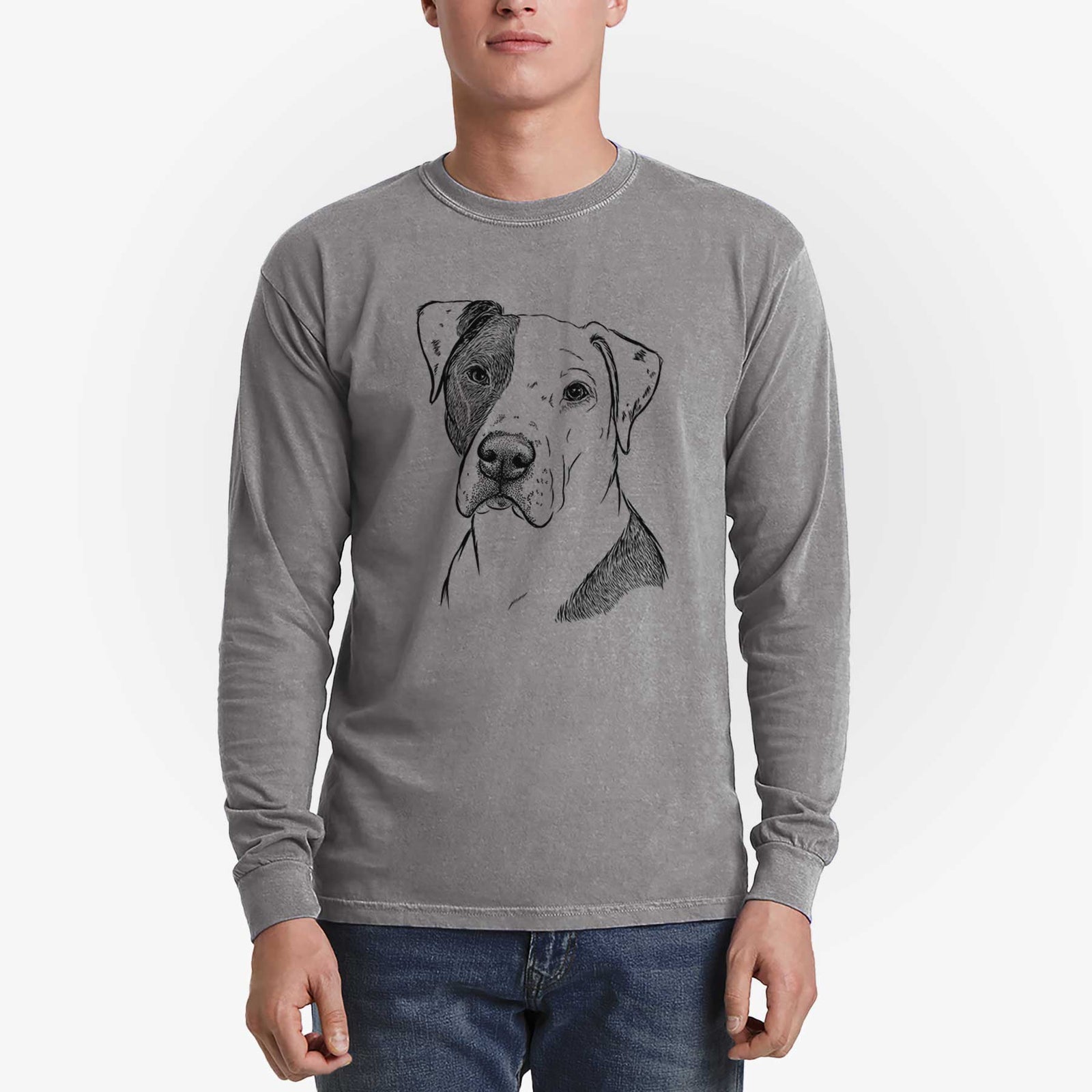 Bare Duke the American Staffordshire Terrier Mix - Heavyweight 100% Cotton Long Sleeve