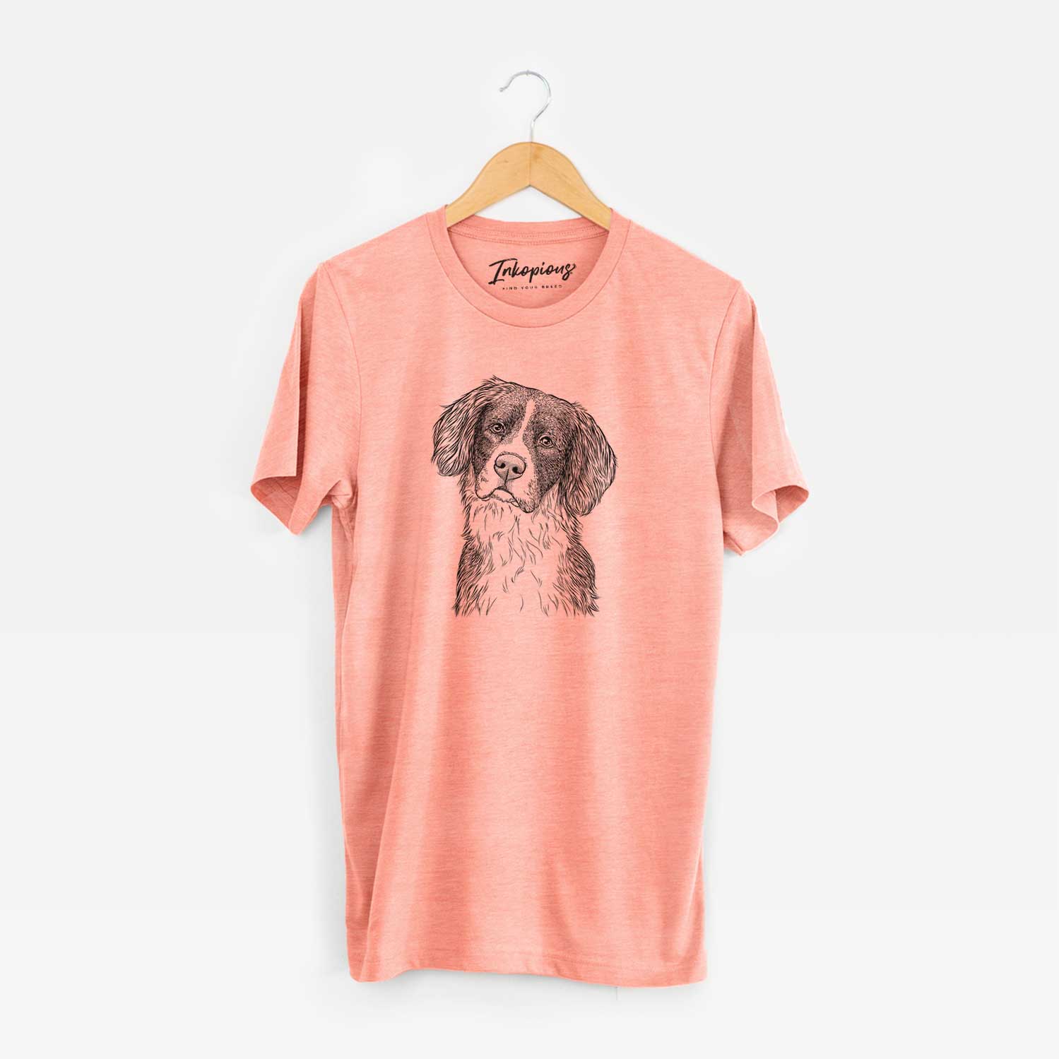 Hand-drawn sketch of Dulce the Drentsche Patrijshond on a Sunset Unisex crewneck