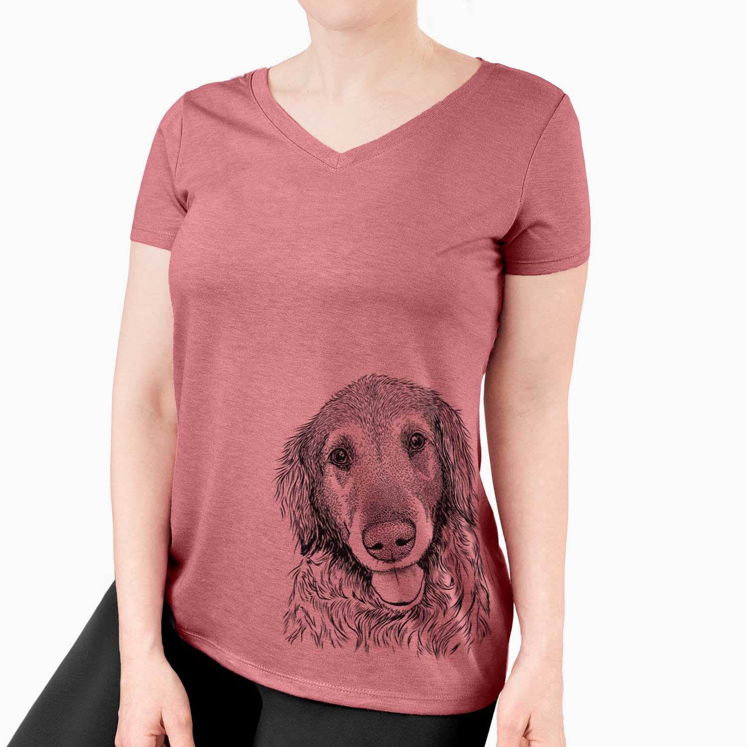 Bare Duncan the Golden Retriever - Women's V-neck Shirt
