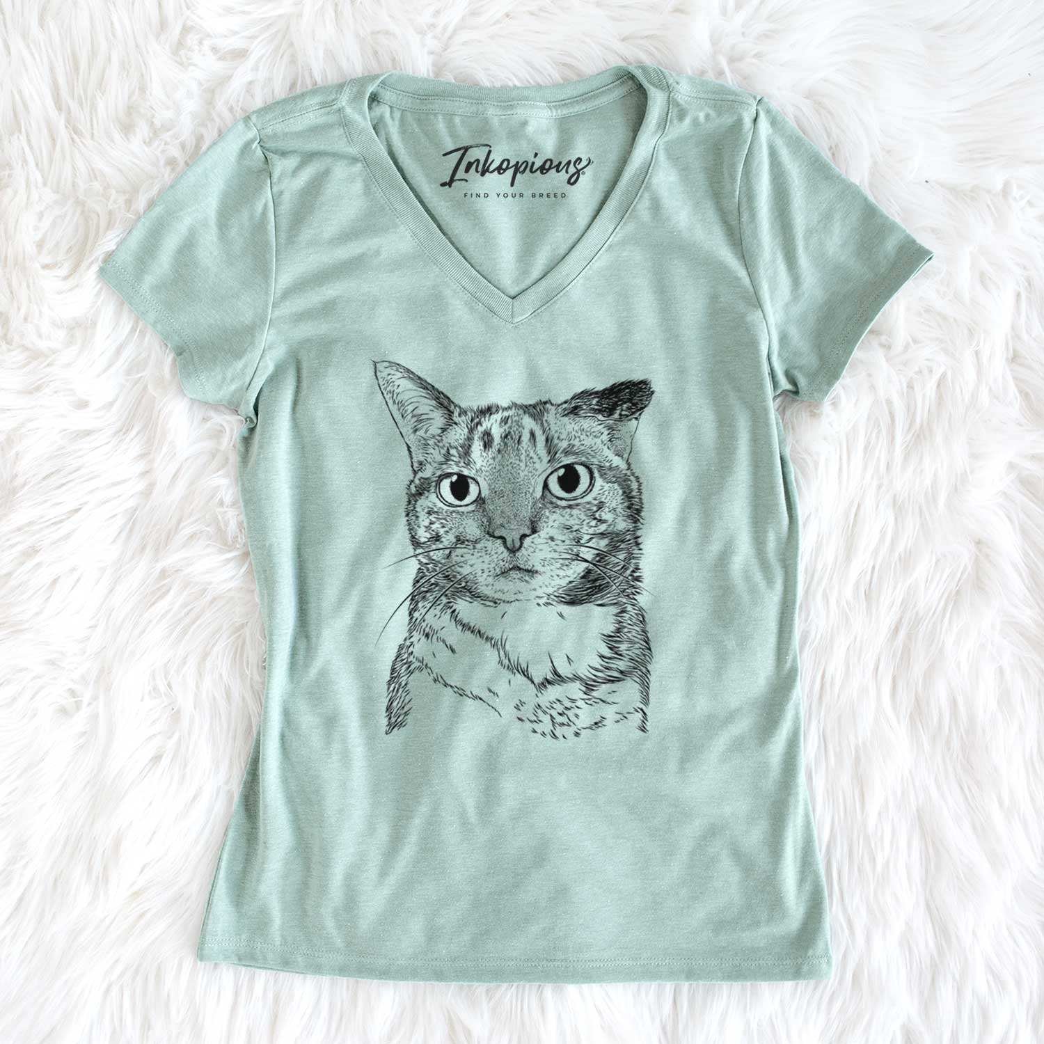 Bare Eleanor the Domestic Shorthair Cat - Women's V-neck Shirt