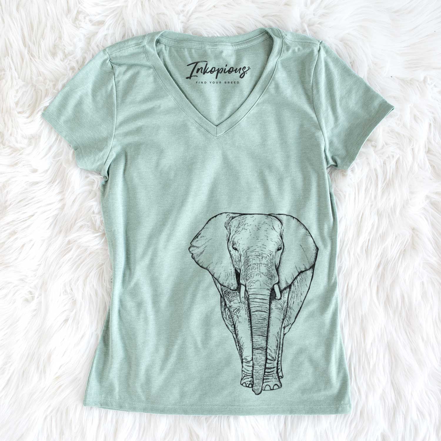 Bare Ella the Elephant - Women's V-neck Shirt