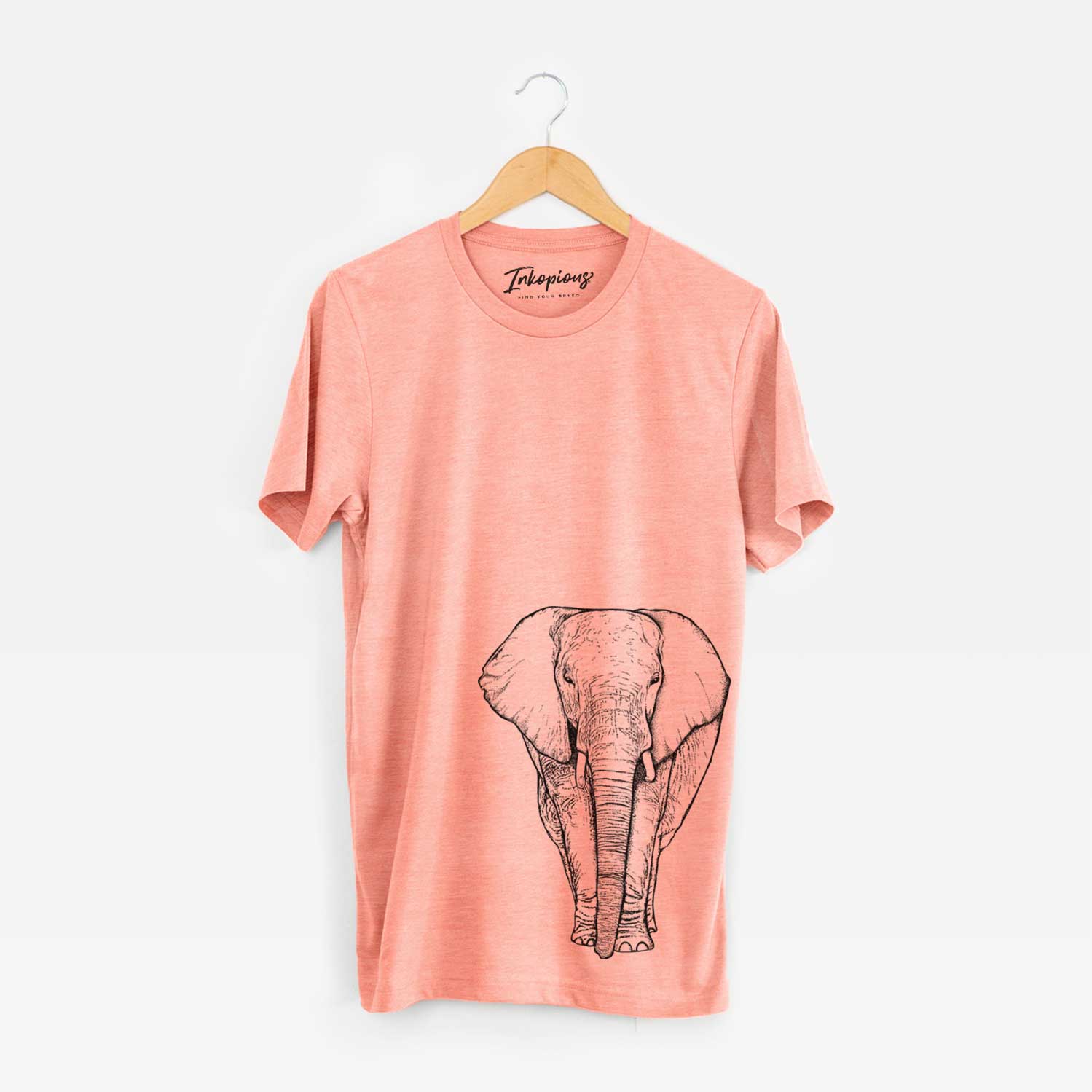 Hand-drawn sketch of Ella the Elephant on a Sunset Unisex crewneck