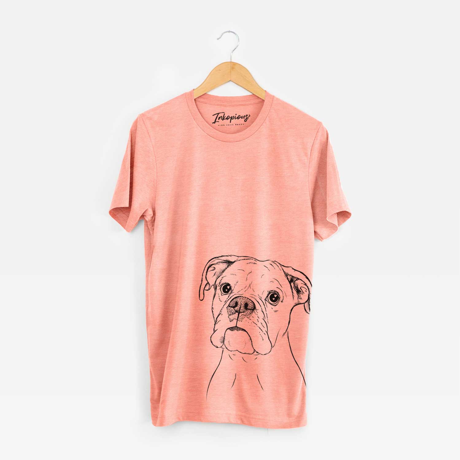 Hand-drawn sketch of Ellie the Boxer on a Sunset Bella Canvas Unisex Crewneck