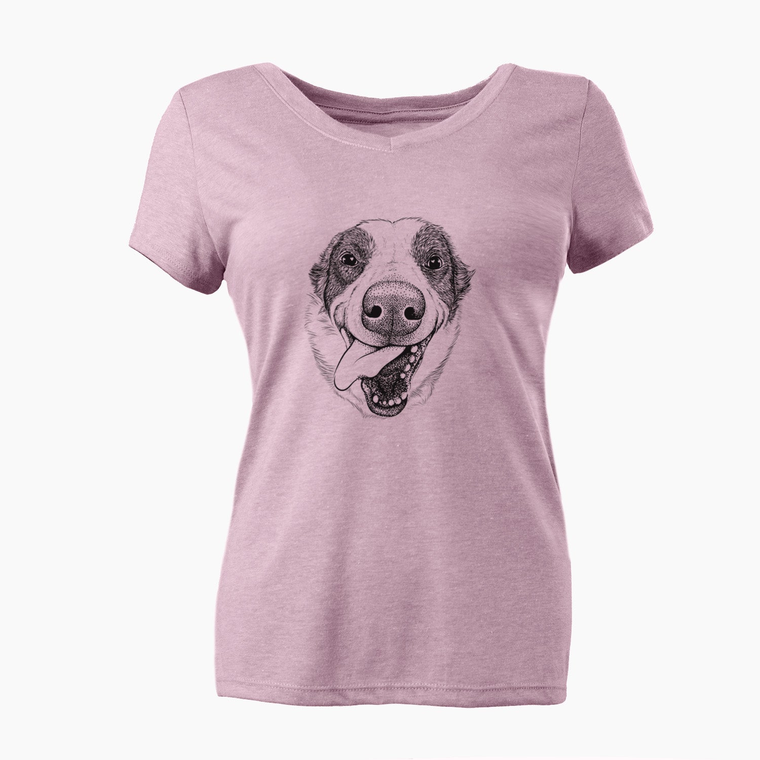 Bare Elwood the Border Collie - Women's V-neck Shirt