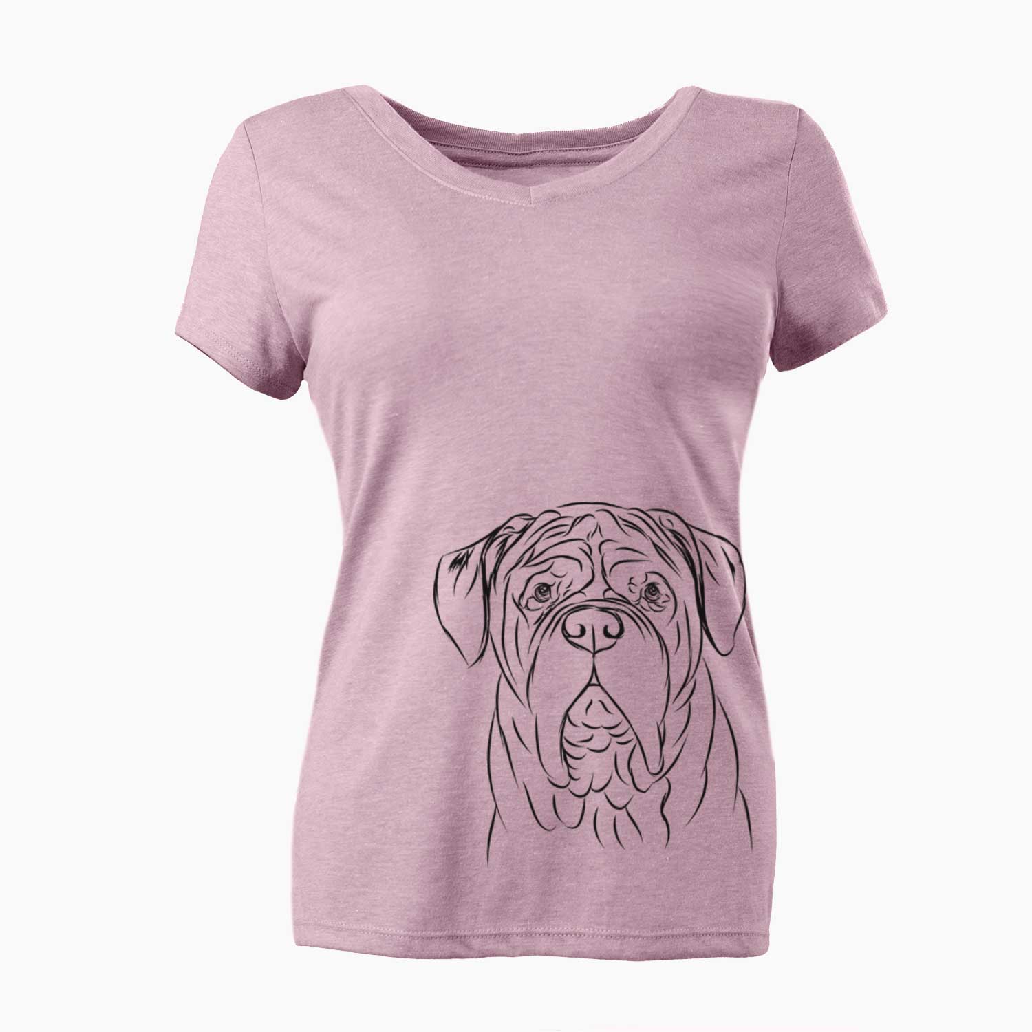 Bare Felix the Dogue de Bordeaux - Women's V-neck Shirt