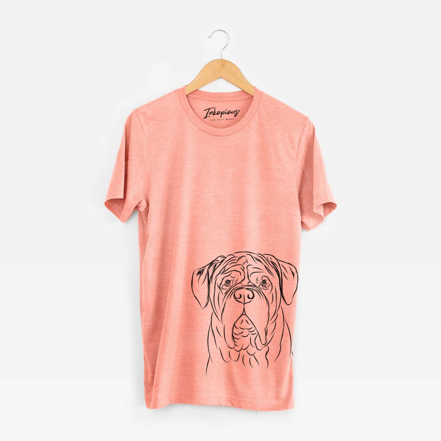 Hand-drawn sketch of Felix the Dogue de Bordeaux on a Sunset Unisex crewneck