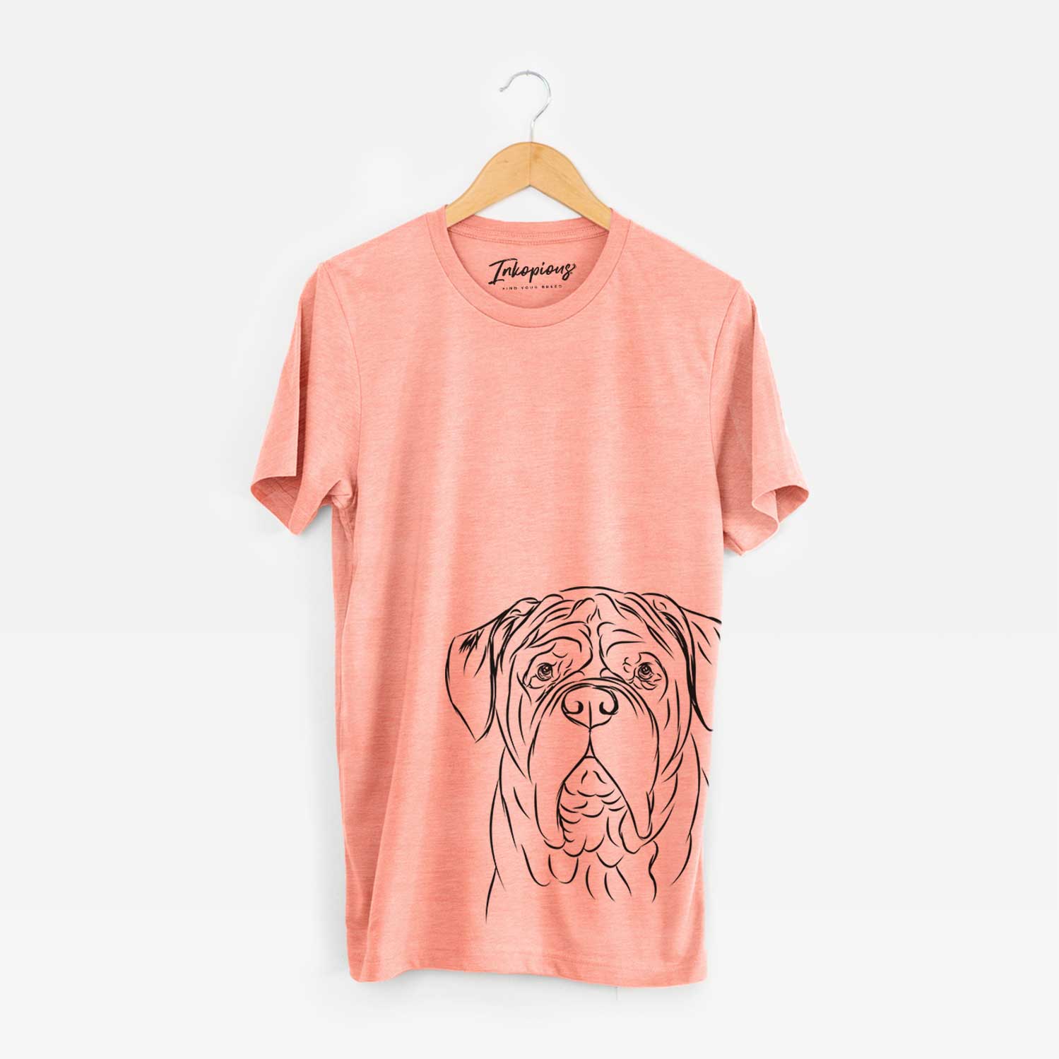 Hand-drawn sketch of Felix the Dogue de Bordeaux on a Sunset Bella Canvas Unisex Crewneck