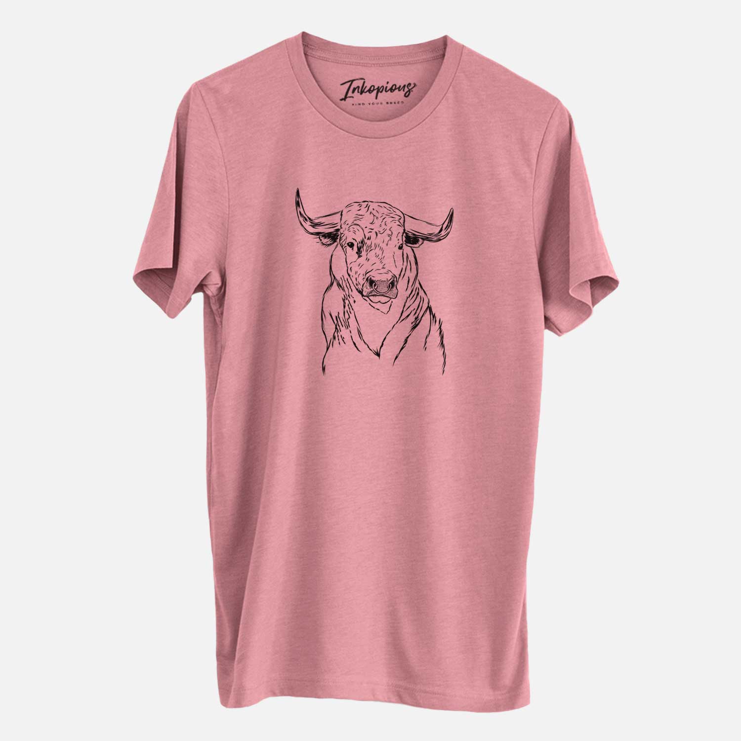 Hand-drawn sketch of Ferdinand the Bull on a Mauve Unisex crewneck