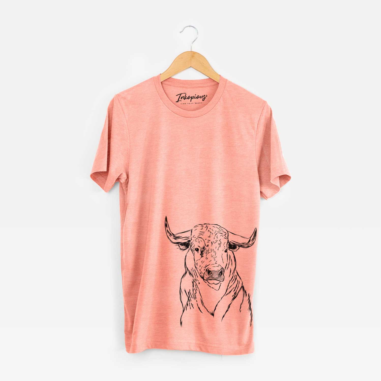 Hand-drawn sketch of Ferdinand the Bull on a Sunset Unisex crewneck