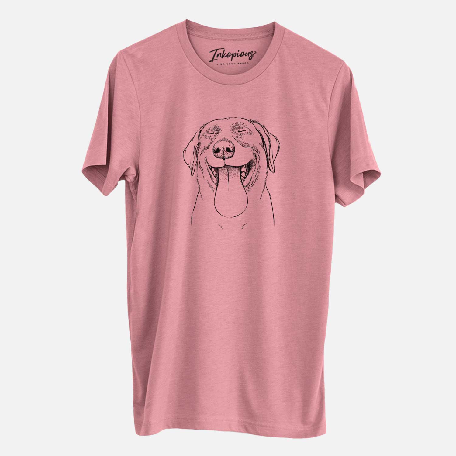 Hand-drawn sketch of Fig the Labrador Retriever on a Mauve Unisex crewneck