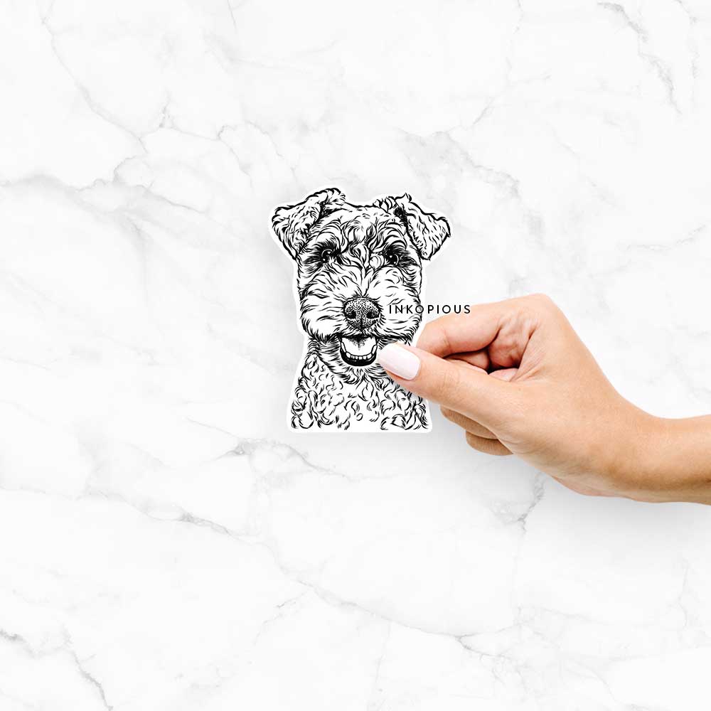 Hand-drawn sketch of Fintan the Irish Troodle on a decal sticker