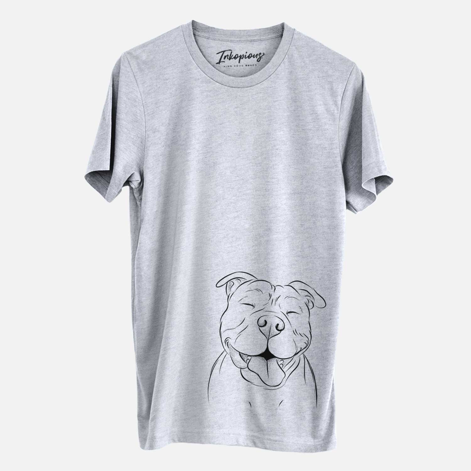 Hand-drawn sketch of Floki the American Bully on a Grey Unisex crewneck