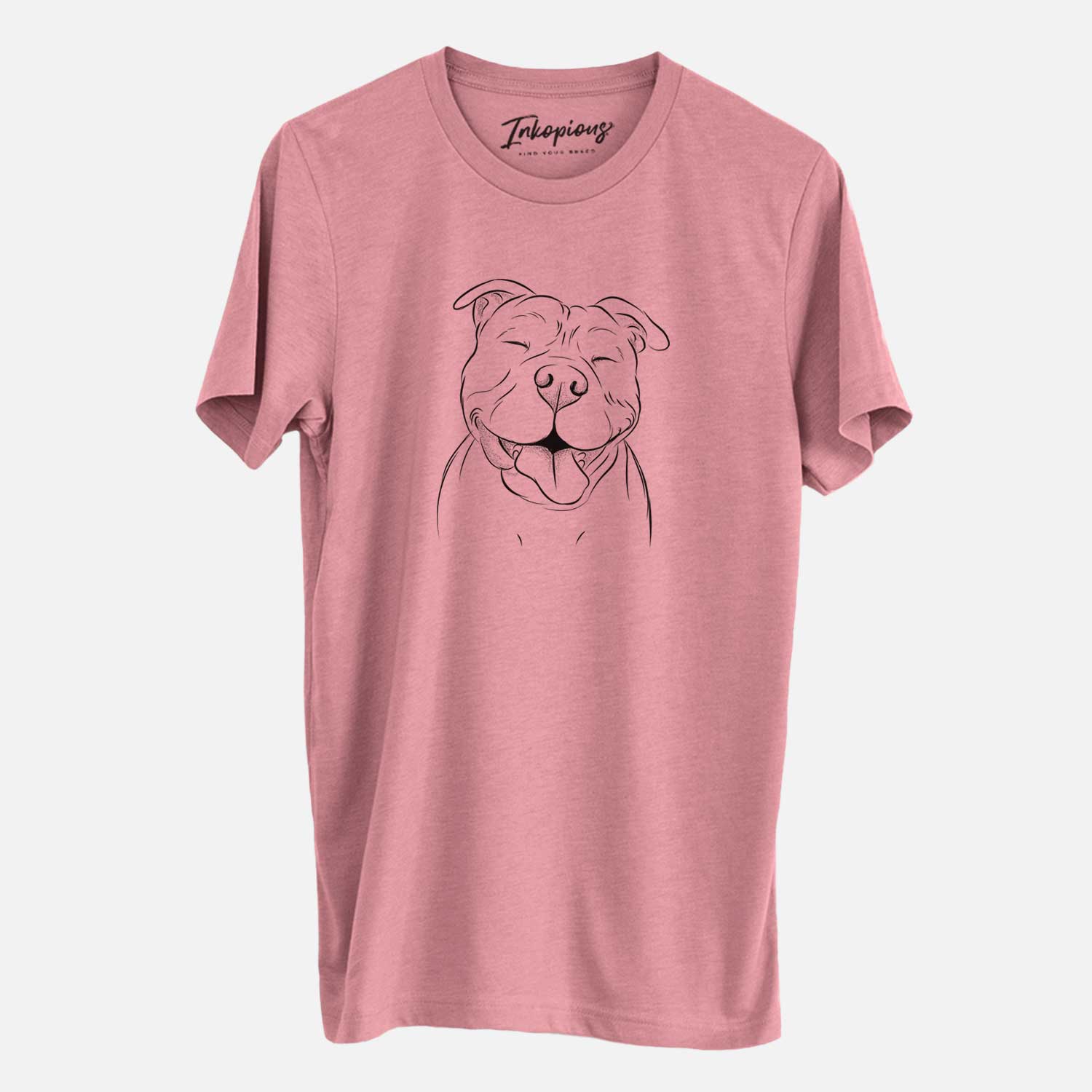 Hand-drawn sketch of Floki the American Bully on a Mauve Unisex crewneck