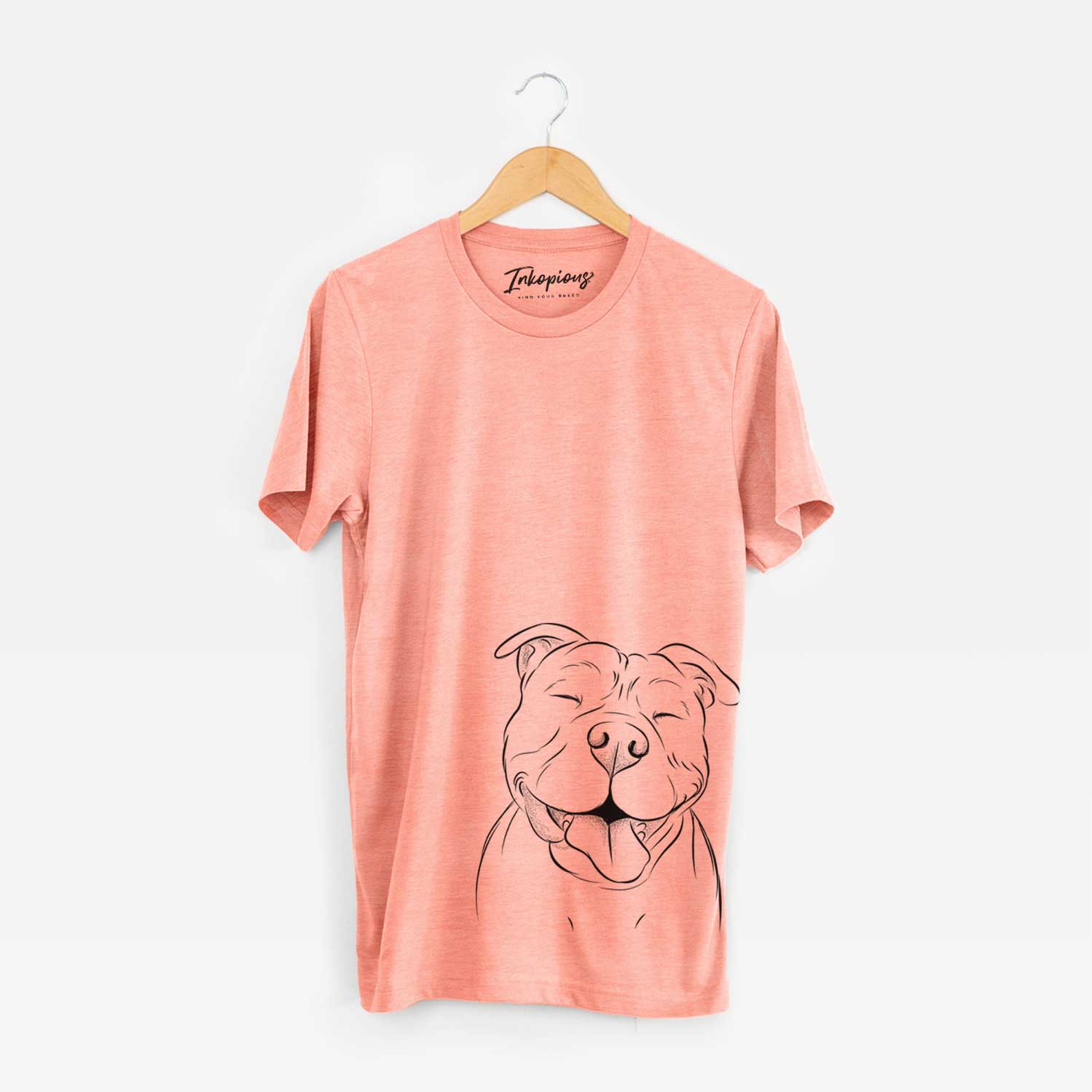 Hand-drawn sketch of Floki the American Bully on a Sunset Bella Canvas Unisex Crewneck