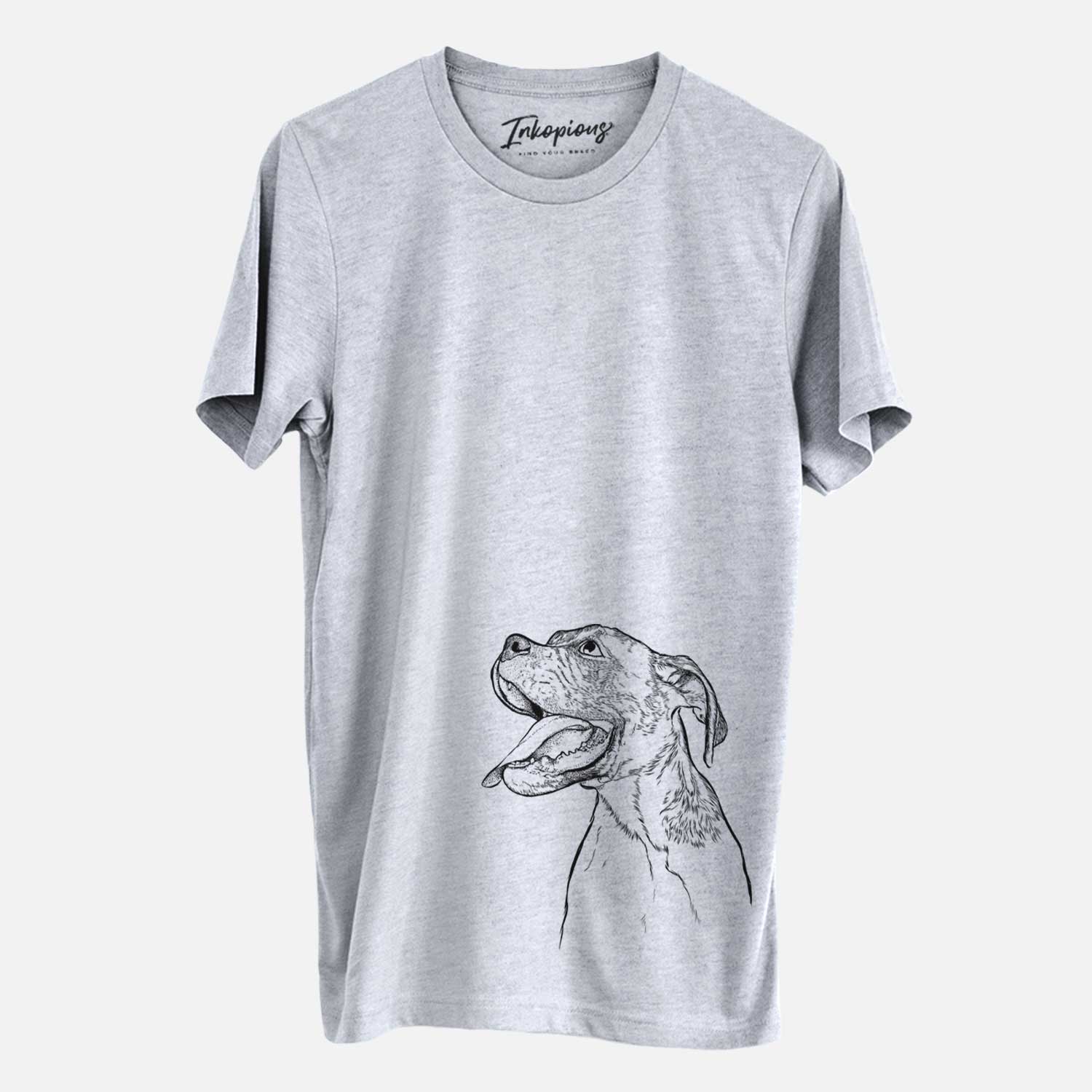 Hand-drawn sketch of Floyd the Boxer on a Grey Unisex crewneck