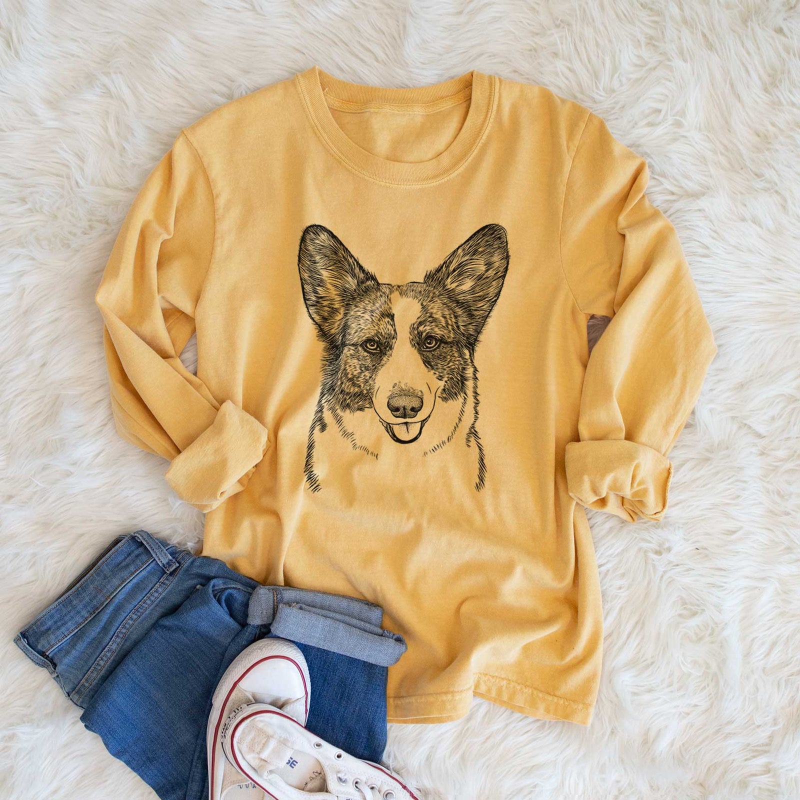 Bare Gabby the Cardigan Welsh Corgi - Heavyweight 100% Cotton Long Sleeve