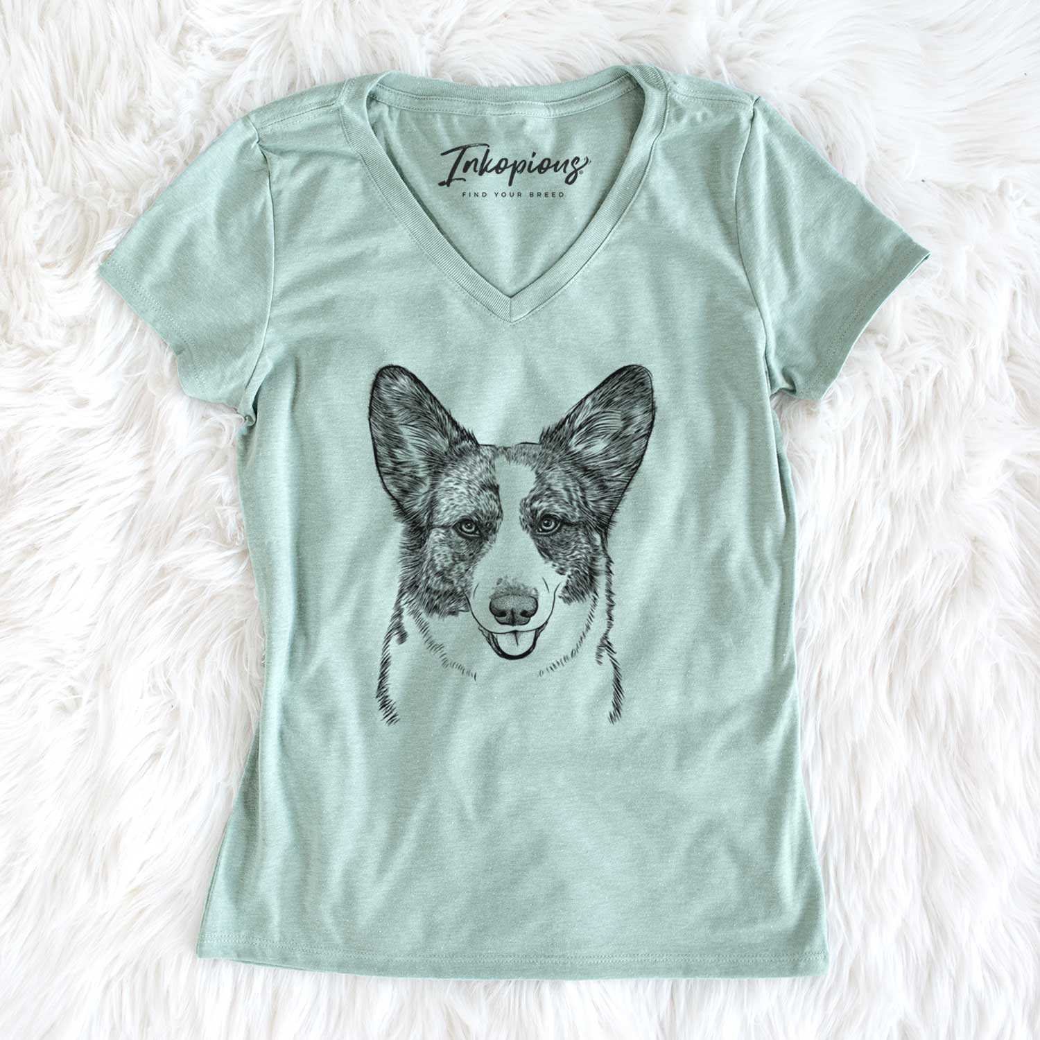 Bare Gabby the Cardigan Welsh Corgi - Women's V-neck Shirt