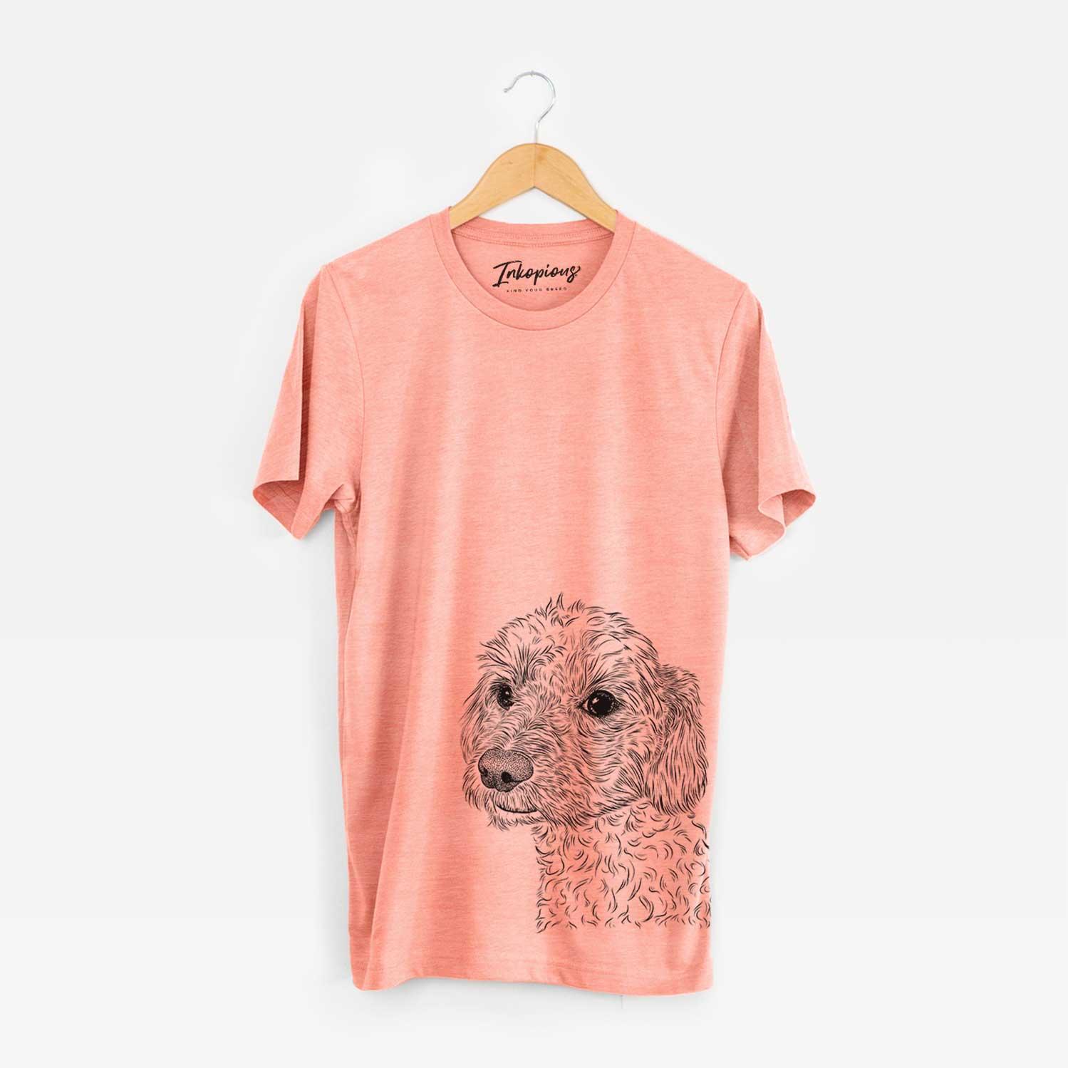 Hand-drawn sketch of Georgie Boy the Mixed Breed on a Sunset Bella Canvas Unisex Crewneck