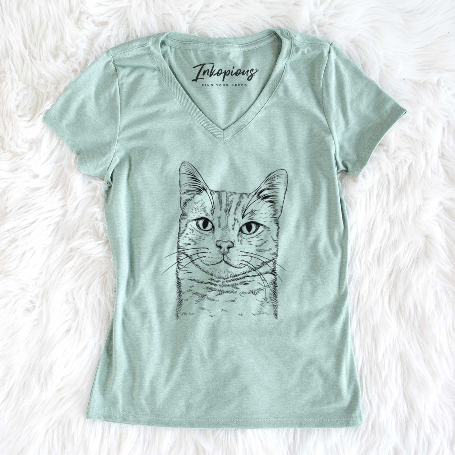 Bare Ginger Tom the Tabby Cat - Women's V-neck Shirt