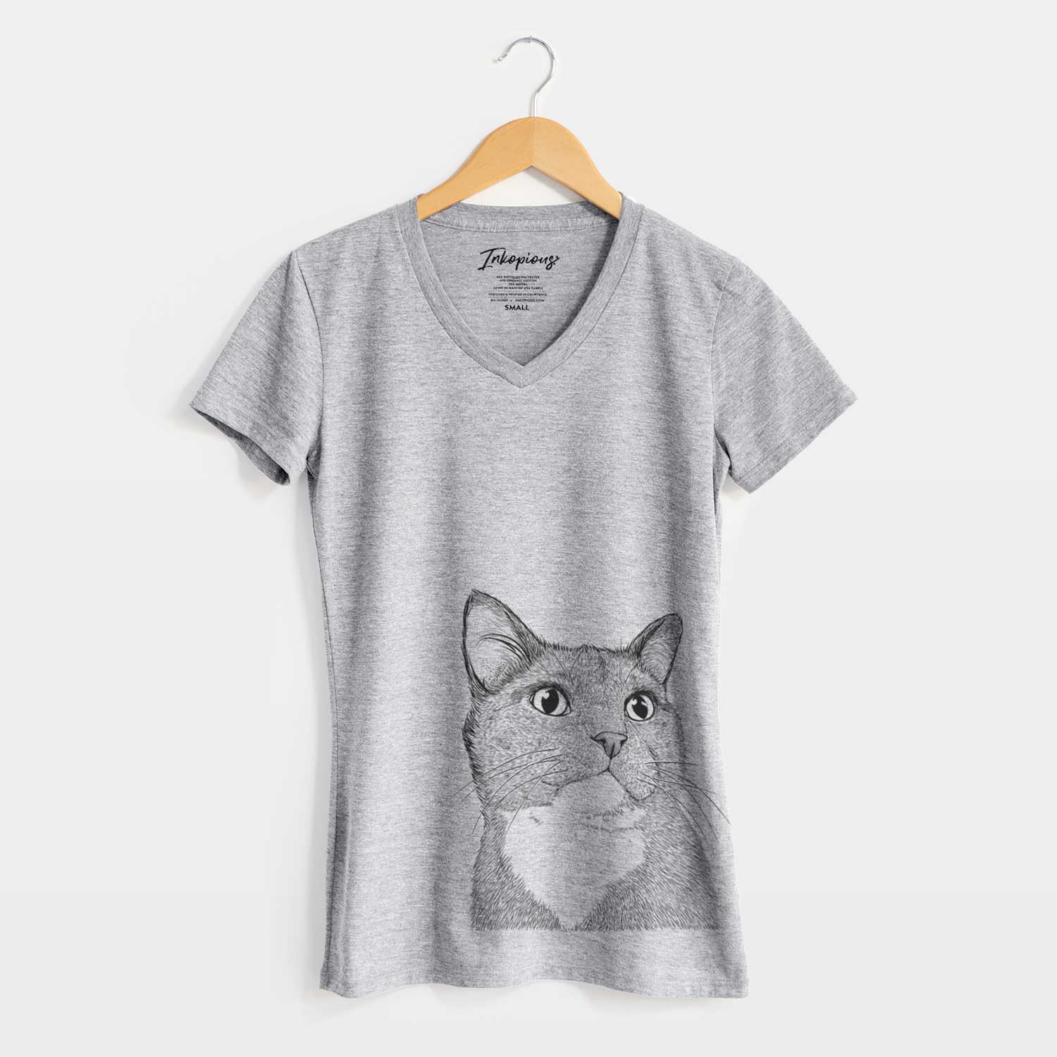 Bare Gizmo the Grey Cat - Women's V-neck Shirt