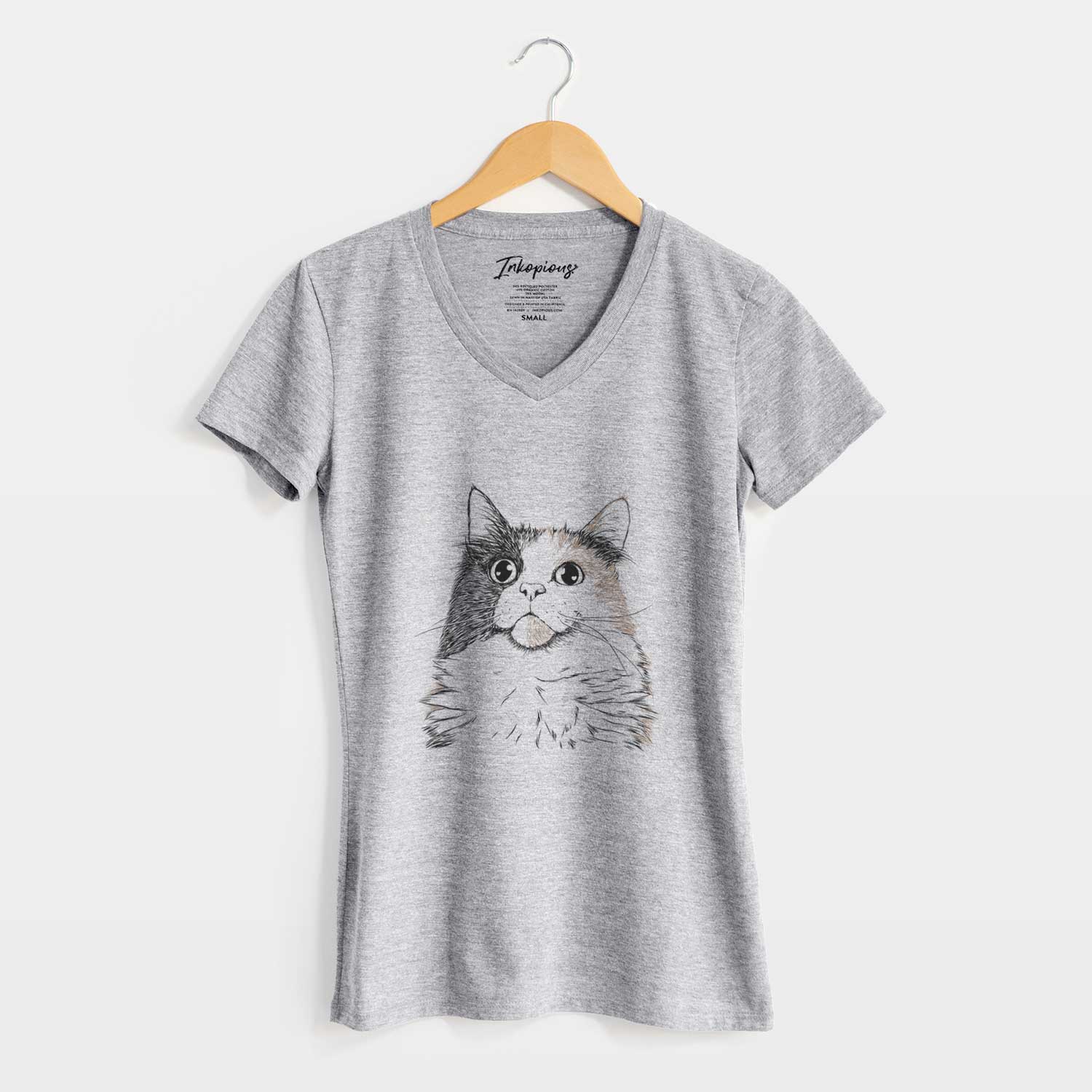 Bare Greta the Calico Cat - Women's V-neck Shirt