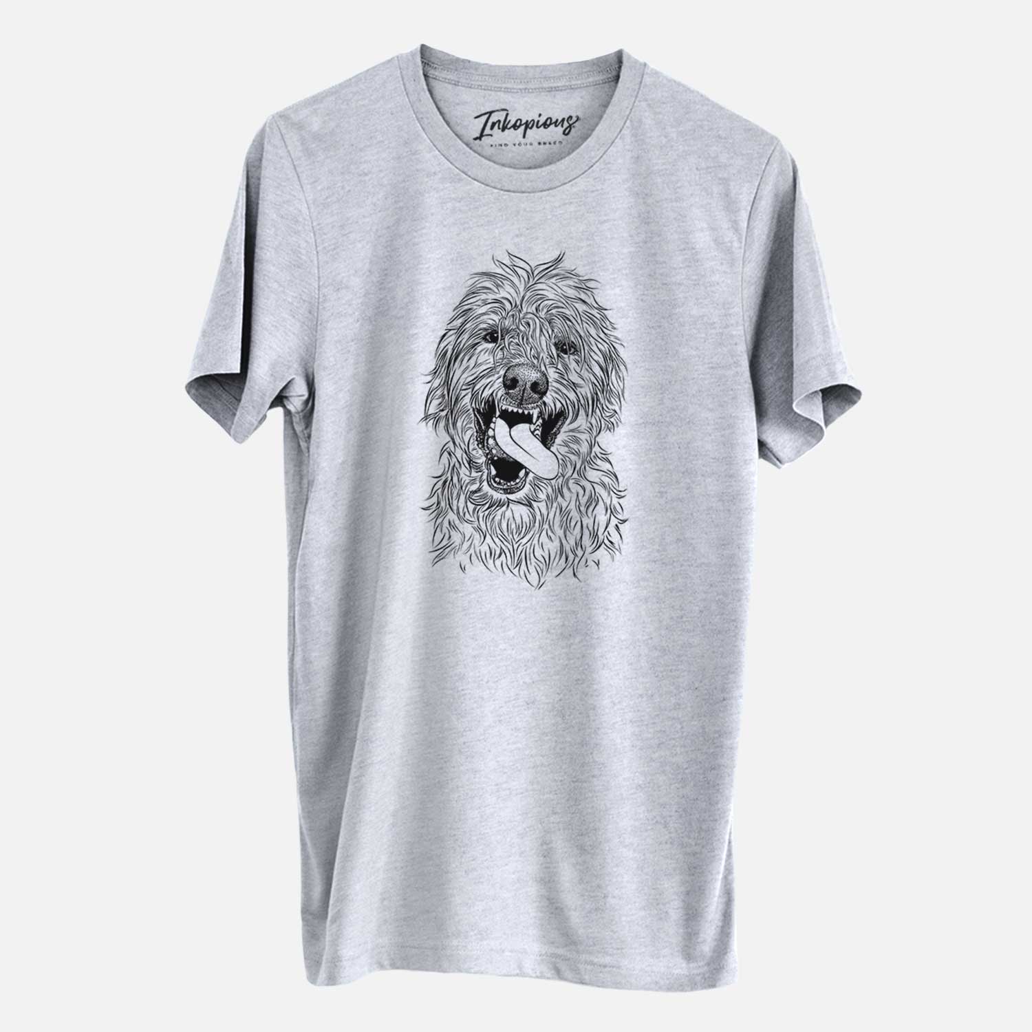 Hand-drawn sketch of Groot the Irish Wolfhound on a Grey Unisex crewneck