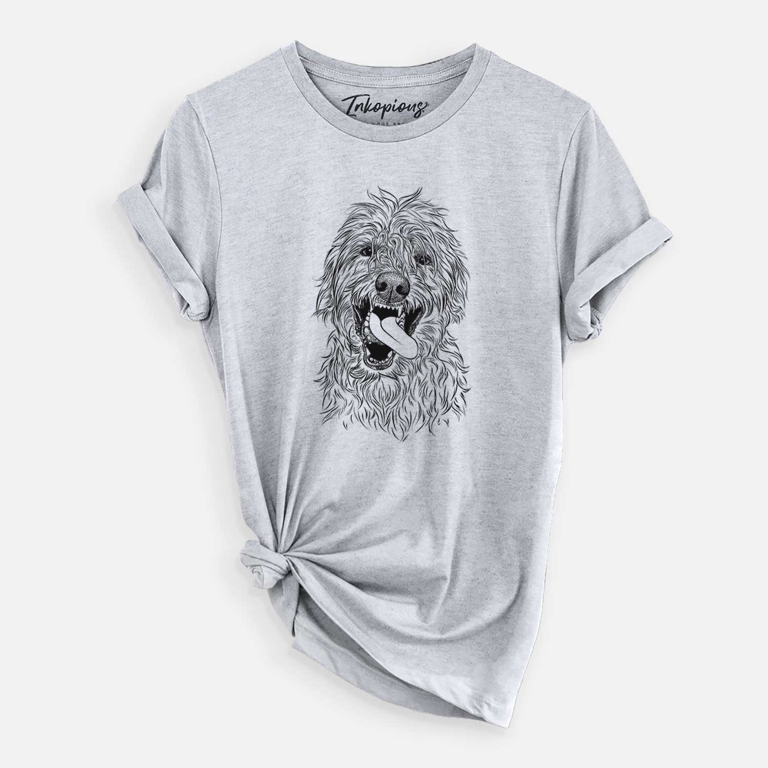 Hand-drawn sketch of Groot the Irish Wolfhound on a Grey Unisex crewneck
