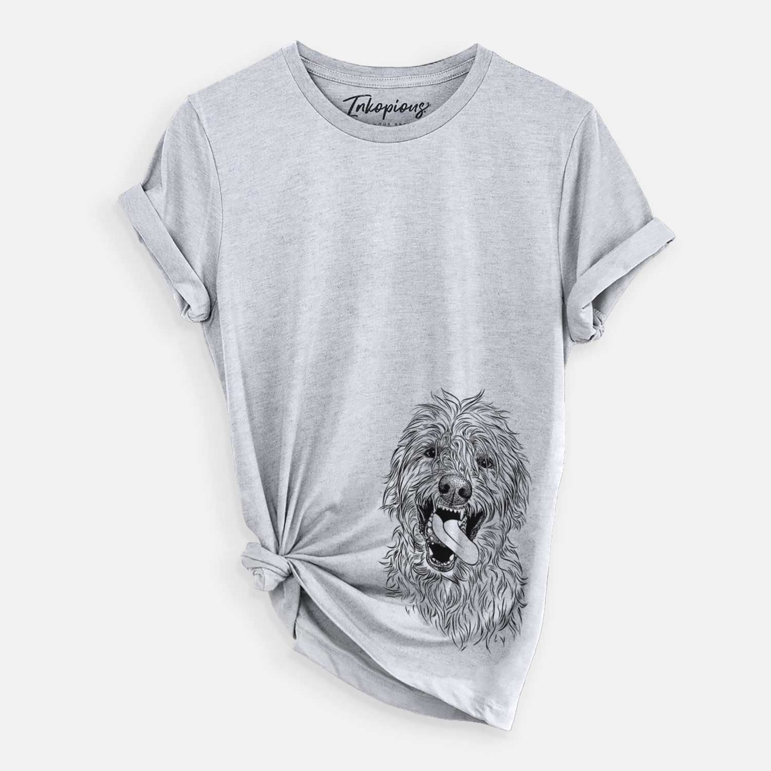 Hand-drawn sketch of Groot the Irish Wolfhound on a Grey Unisex crewneck
