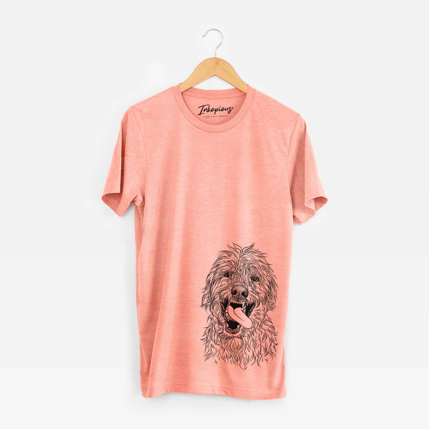 Hand-drawn sketch of Groot the Irish Wolfhound on a Sunset Unisex crewneck