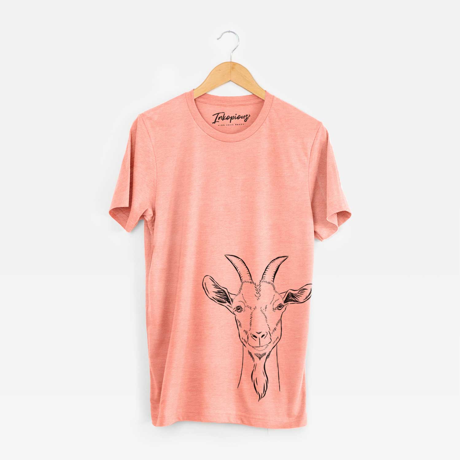 Hand-drawn sketch of Gunnar the Goat on a Sunset Bella Canvas Unisex Crewneck