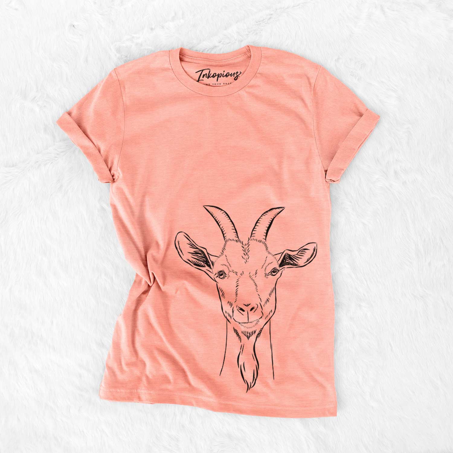 Hand-drawn sketch of Gunnar the Goat on a Sunset Bella Canvas Unisex Crewneck