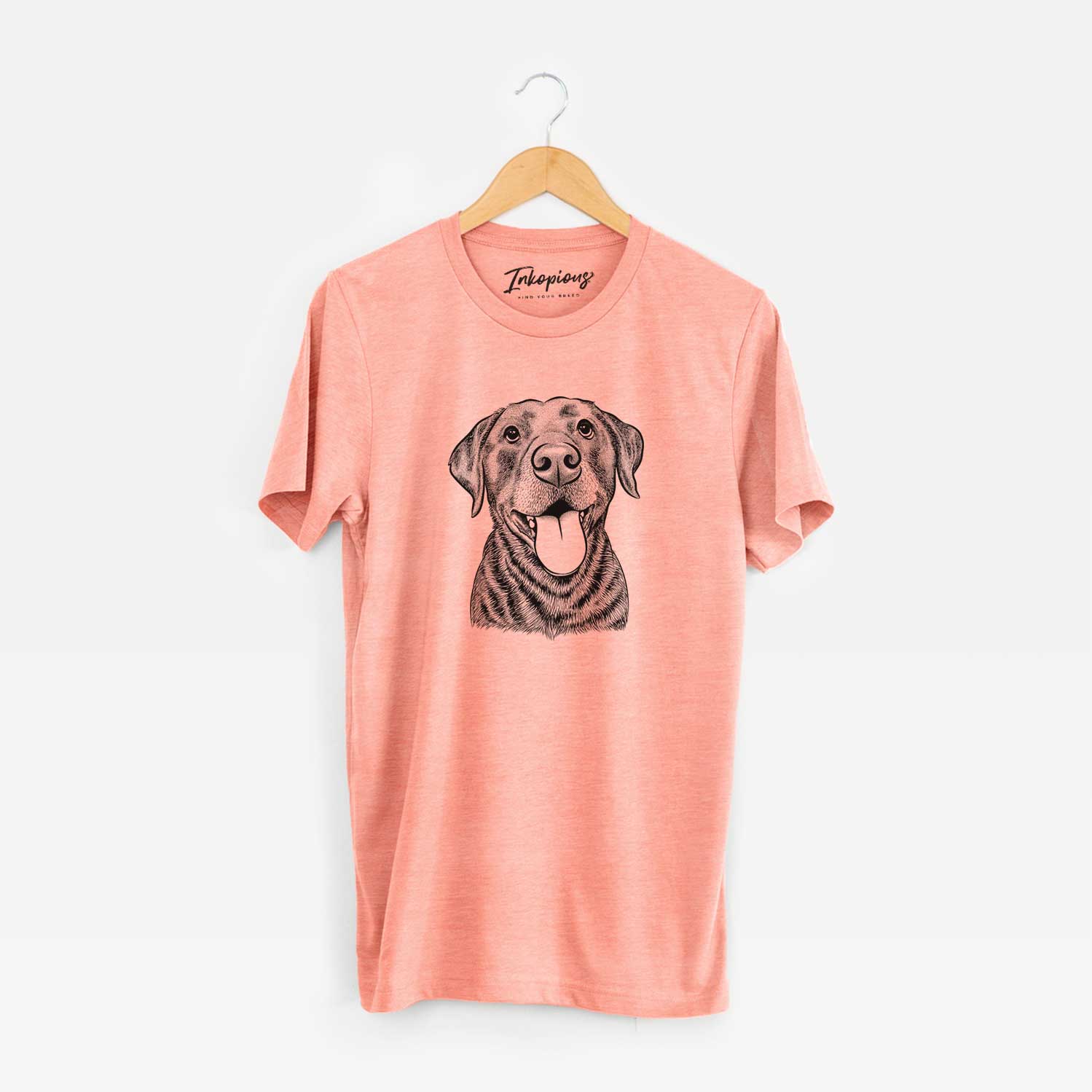 Hand-drawn sketch of Gwen the Labrador Retriever on a Sunset Unisex crewneck