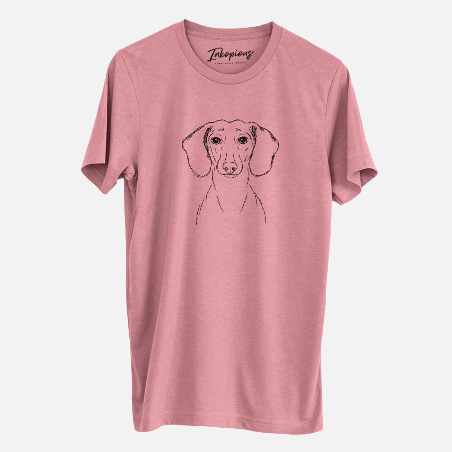 Hand-drawn sketch of Hans the Dachshund on a Mauve Unisex crewneck