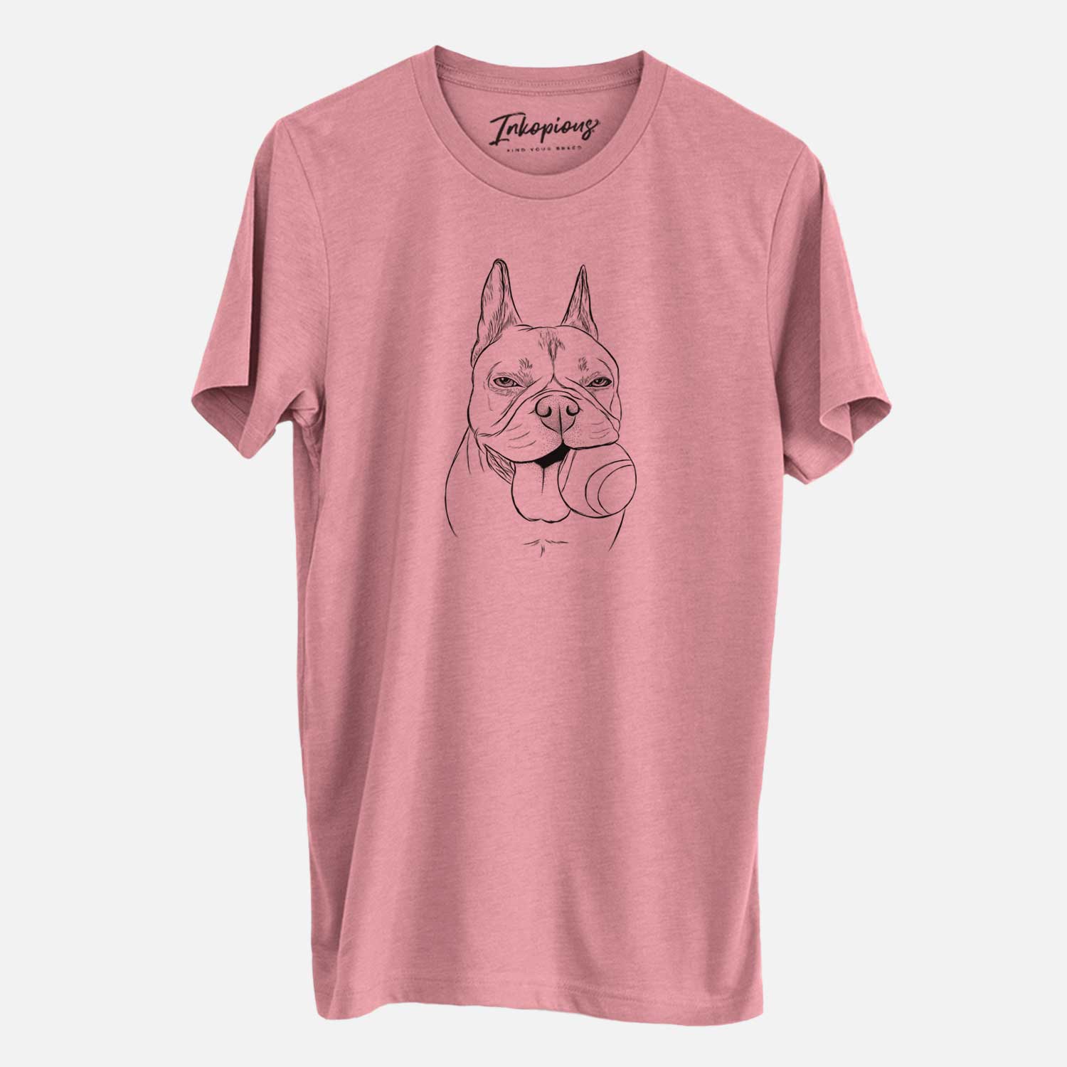 Hand-drawn sketch of Happy Franco the French Bulldog on a Mauve Unisex crewneck