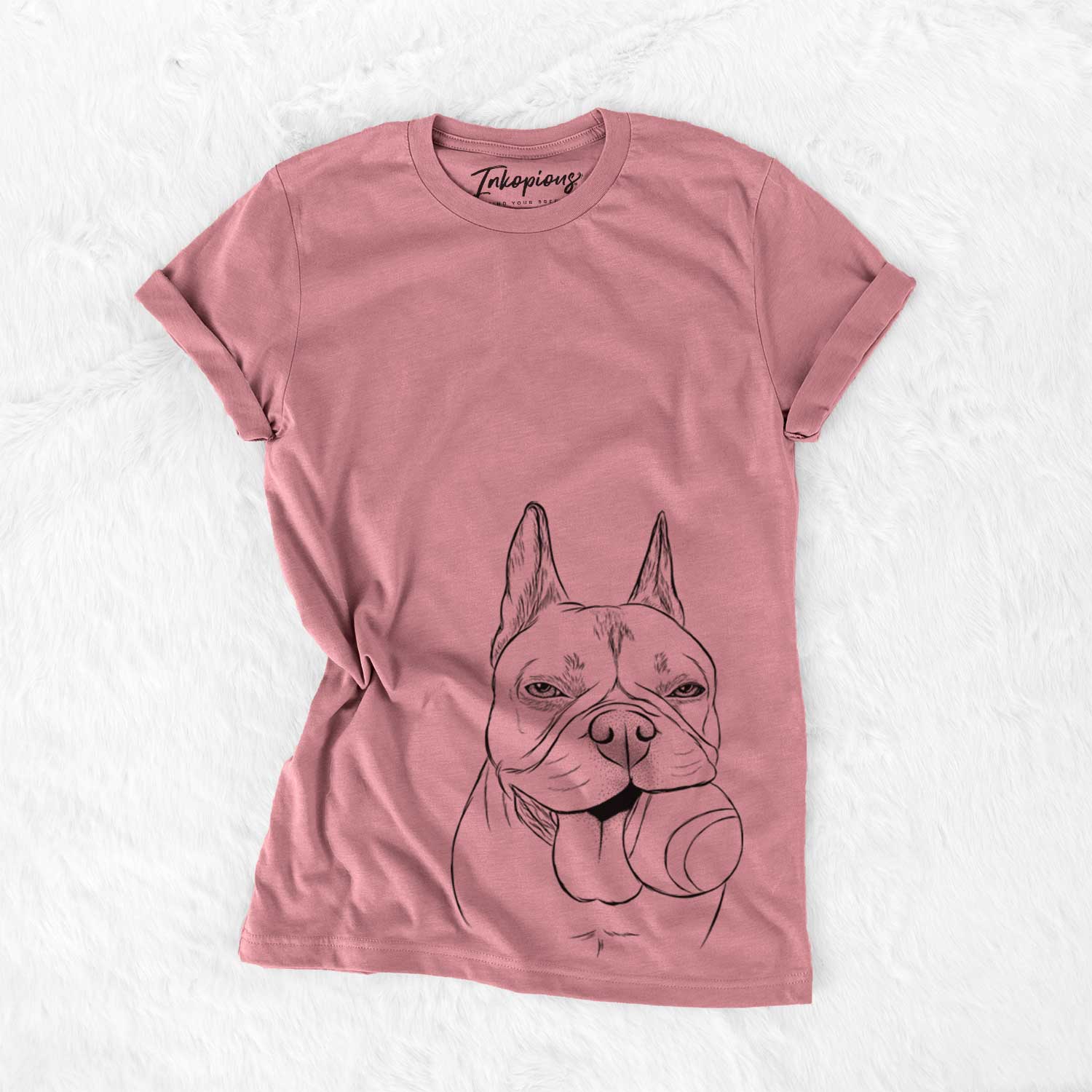 Hand-drawn sketch of Happy Franco the French Bulldog on a Mauve Unisex crewneck