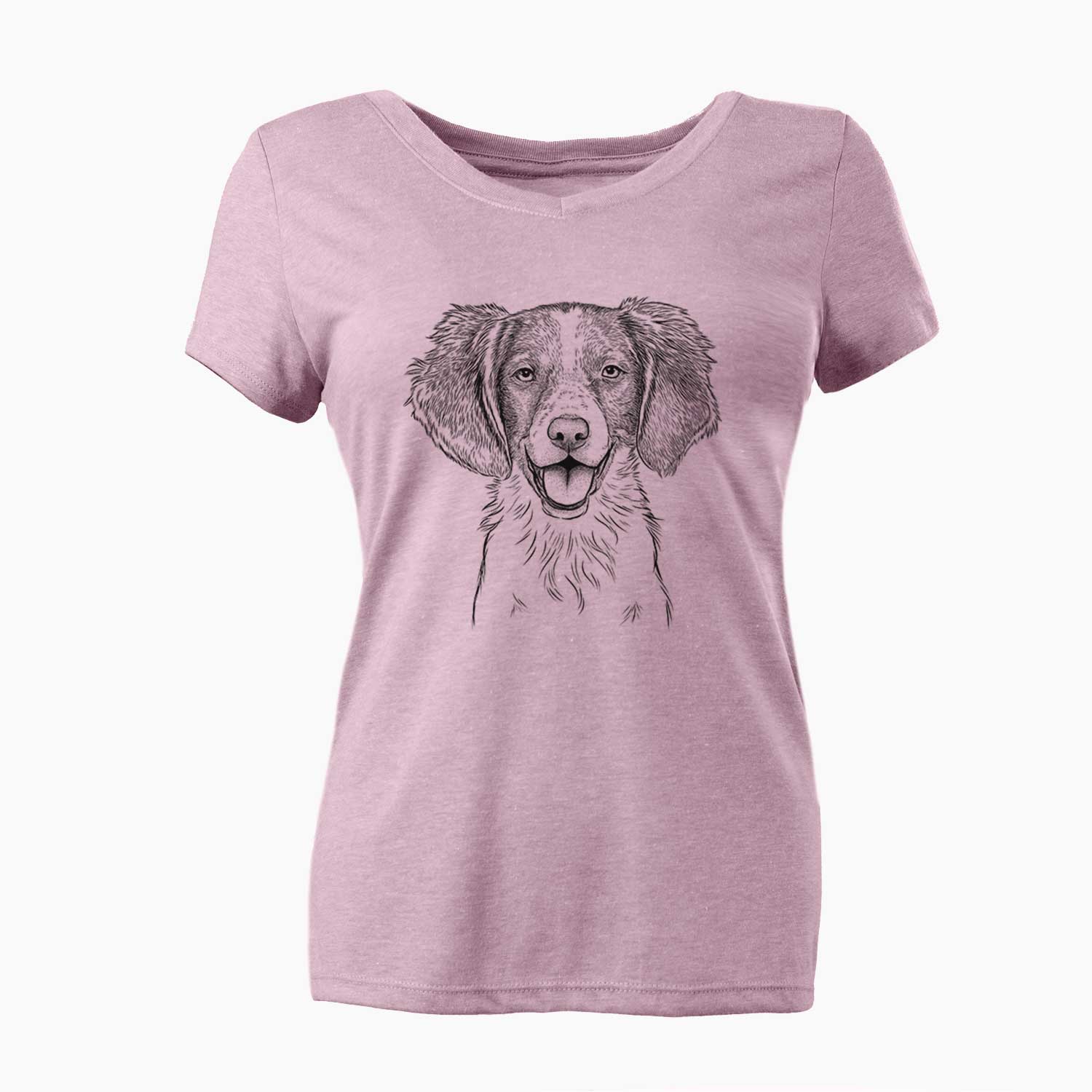 Bare Happy Holly the Brittany Spaniel - Women's V-neck Shirt