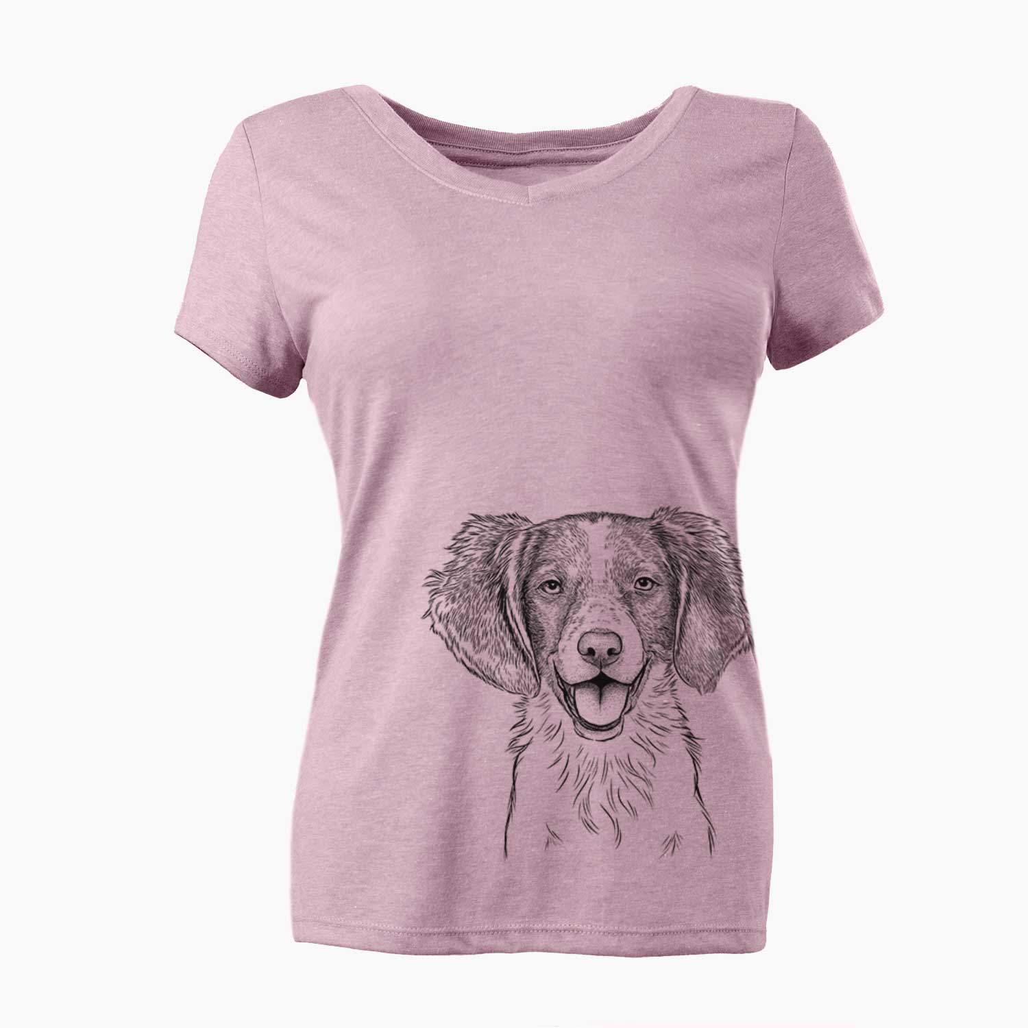 Bare Happy Holly the Brittany Spaniel - Women's V-neck Shirt