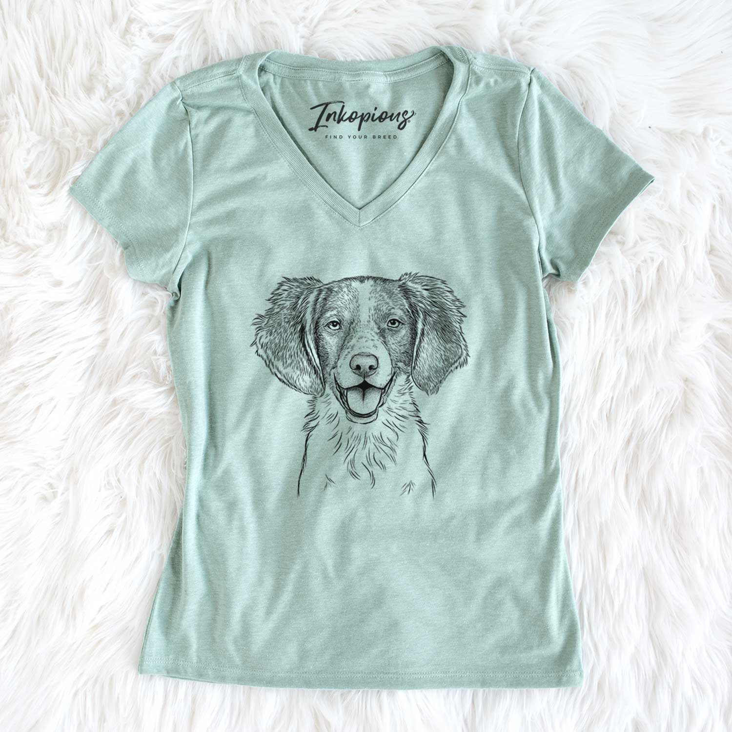 Bare Happy Holly the Brittany Spaniel - Women's V-neck Shirt