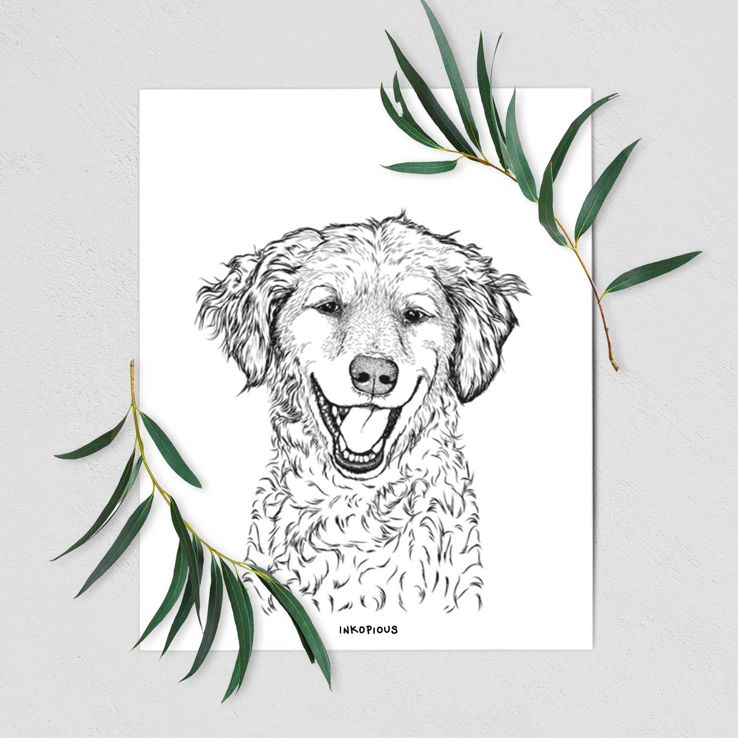 Happy Otis the Minature Goldendoodle Art Print