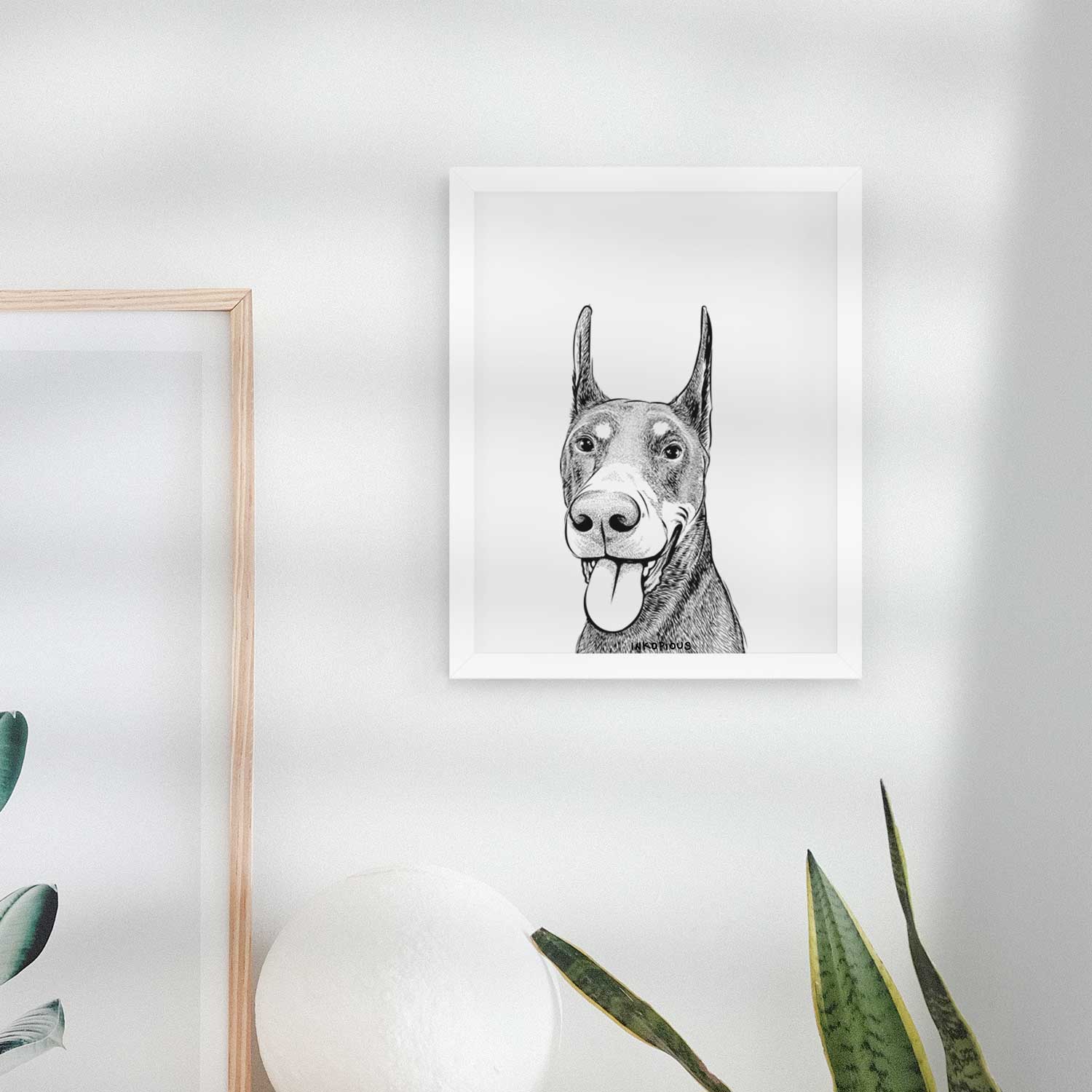 Happy Sunny the Doberman Pinscher Art Print