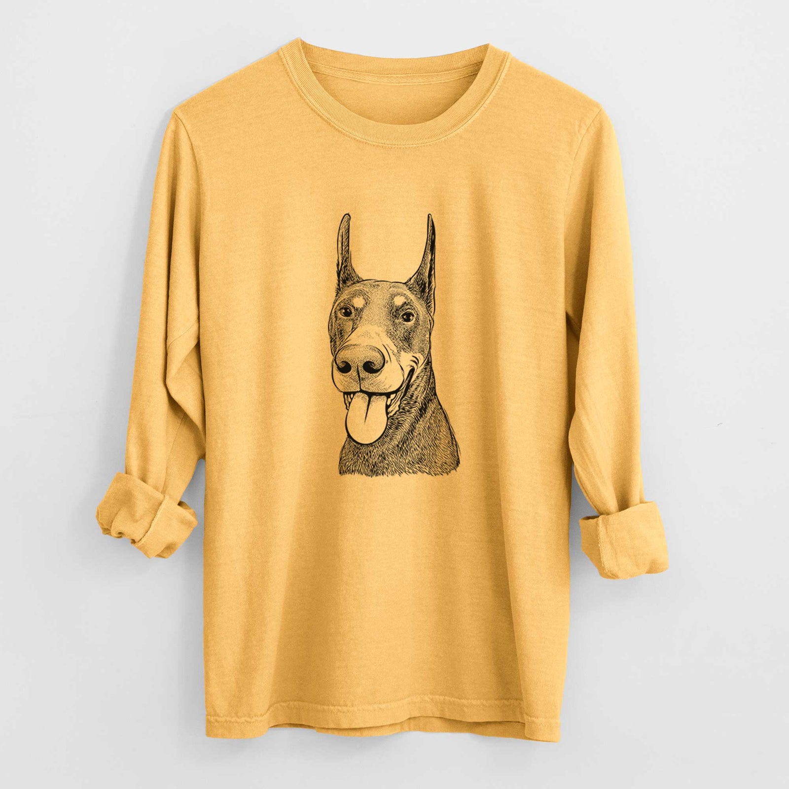 Bare Happy Sunny the Doberman Pinscher - Heavyweight 100% Cotton Long Sleeve