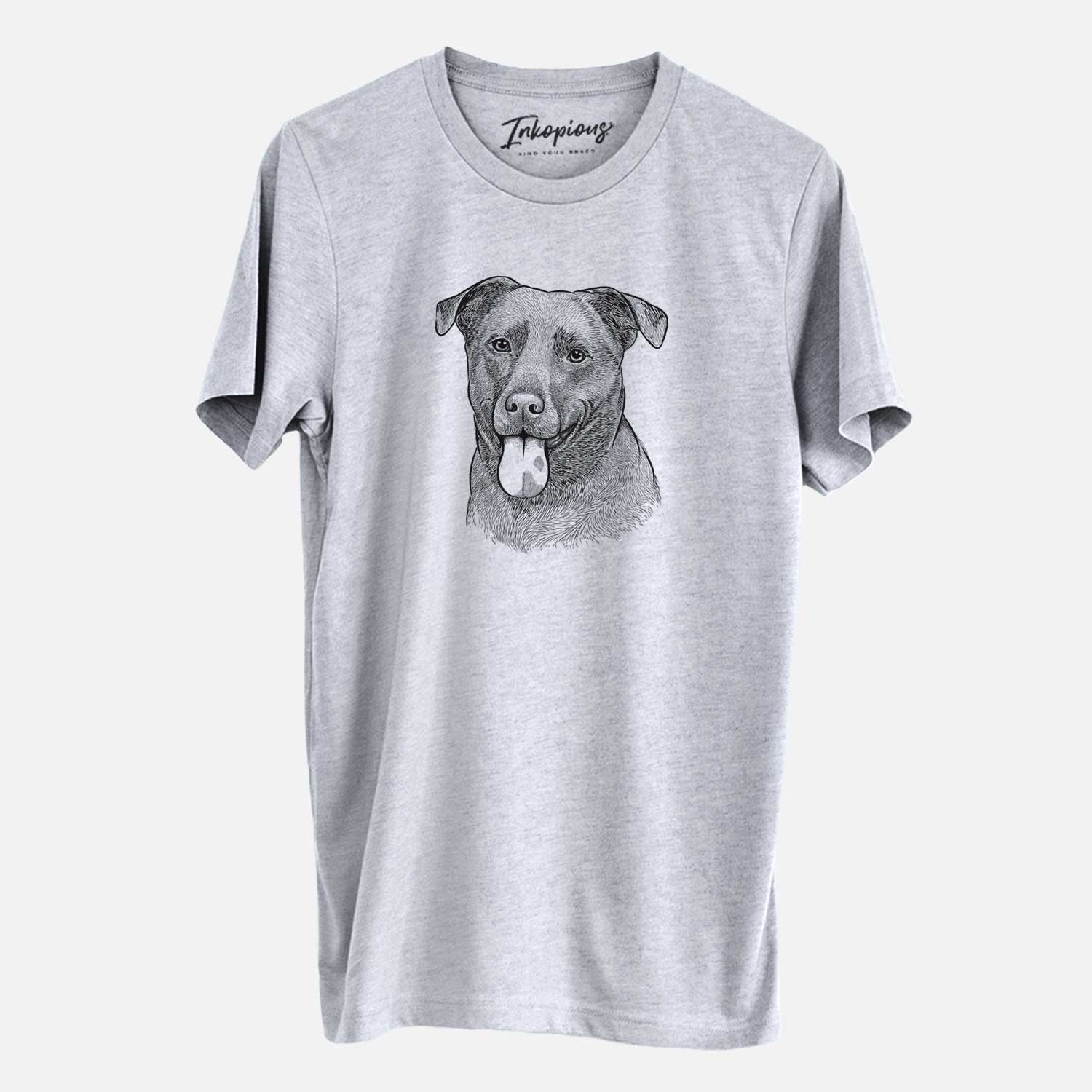 Hand-drawn sketch of Harbor the Mixed Breed on a Grey Unisex crewneck