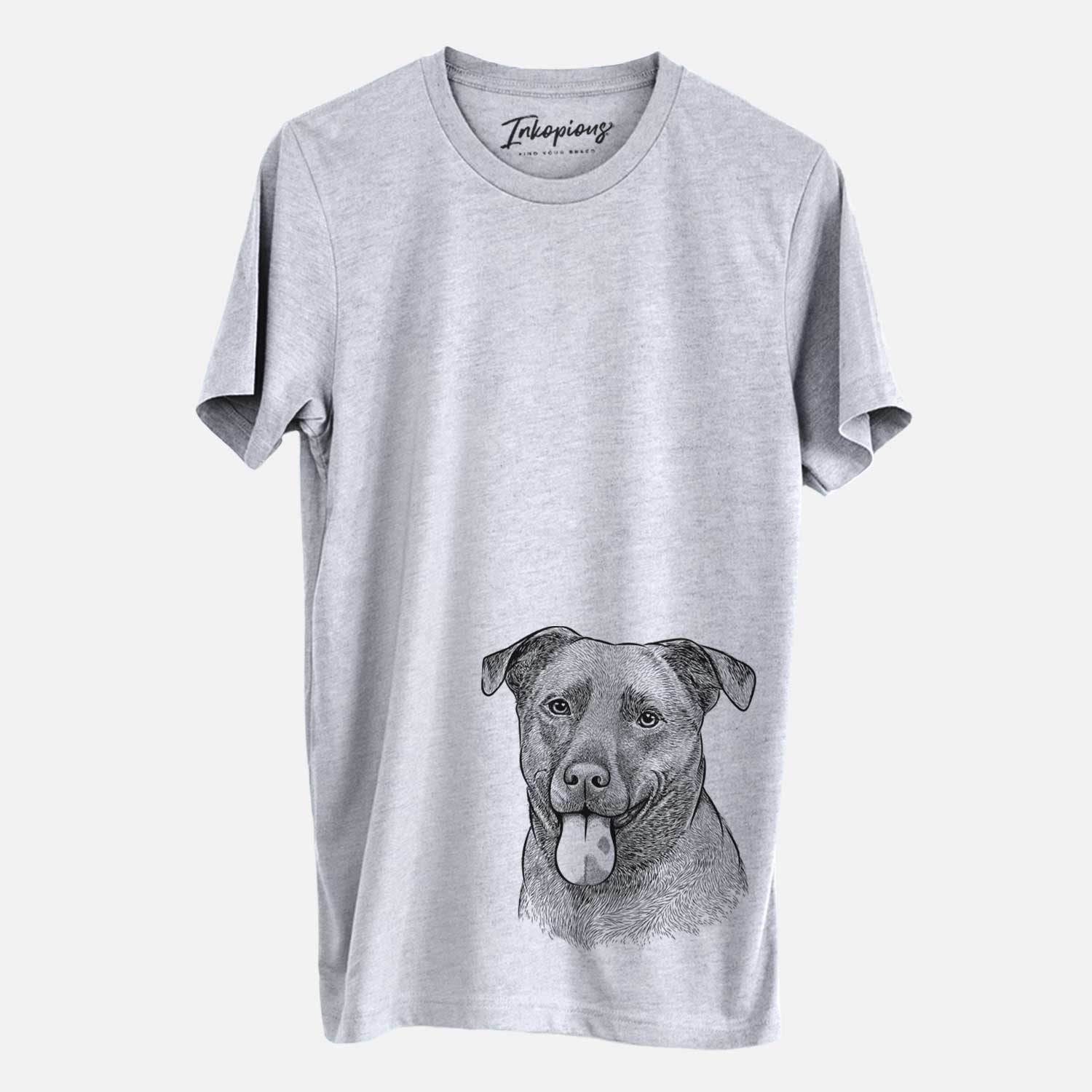 Hand-drawn sketch of Harbor the Mixed Breed on a Grey Unisex crewneck