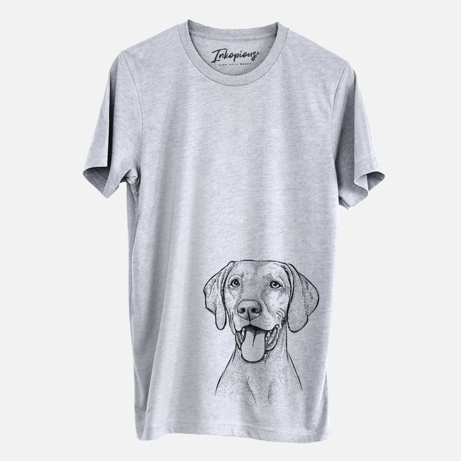 Hand-drawn sketch of Harper the Vizsla on a Grey Unisex crewneck