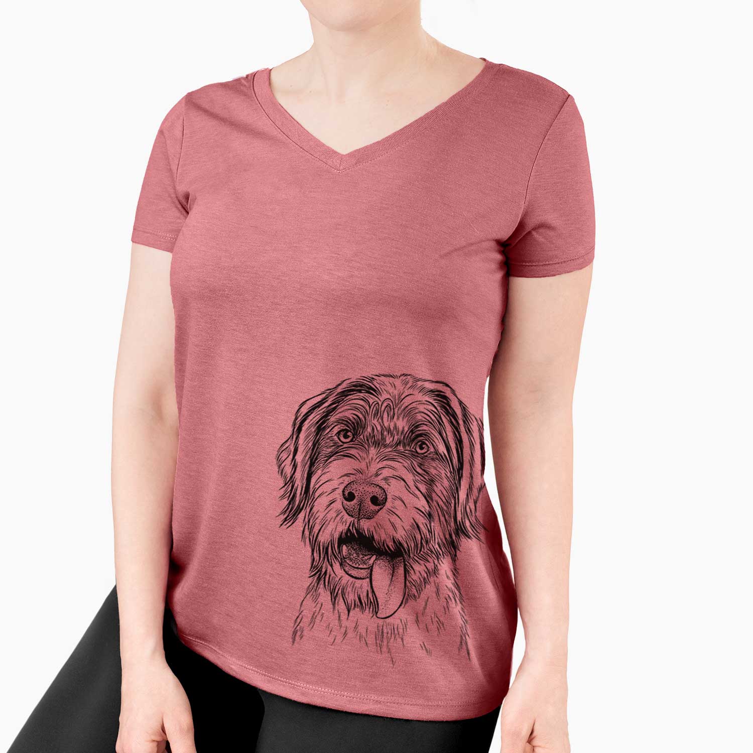 Bare Hazel the German Wirehaired Pointer Mix - Women's V-neck Shirt