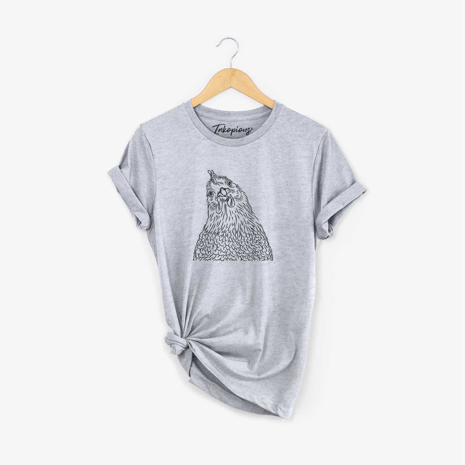 Hand-drawn sketch of Henrietta the Chicken on a Grey Unisex crewneck