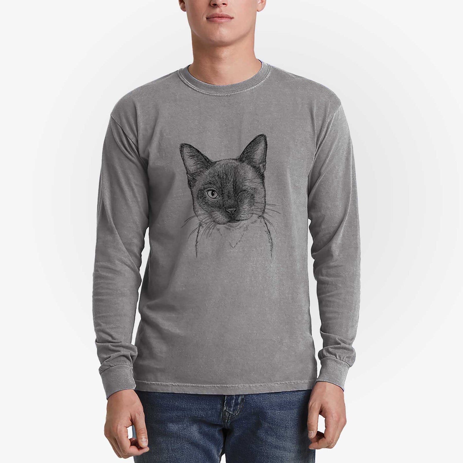 Bare Hoggle the Siamese Cat - Heavyweight 100% Cotton Long Sleeve