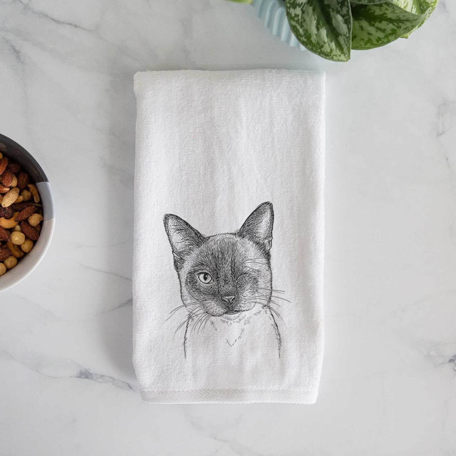 Hoggle the Siamese Cat Decorative Hand Towel