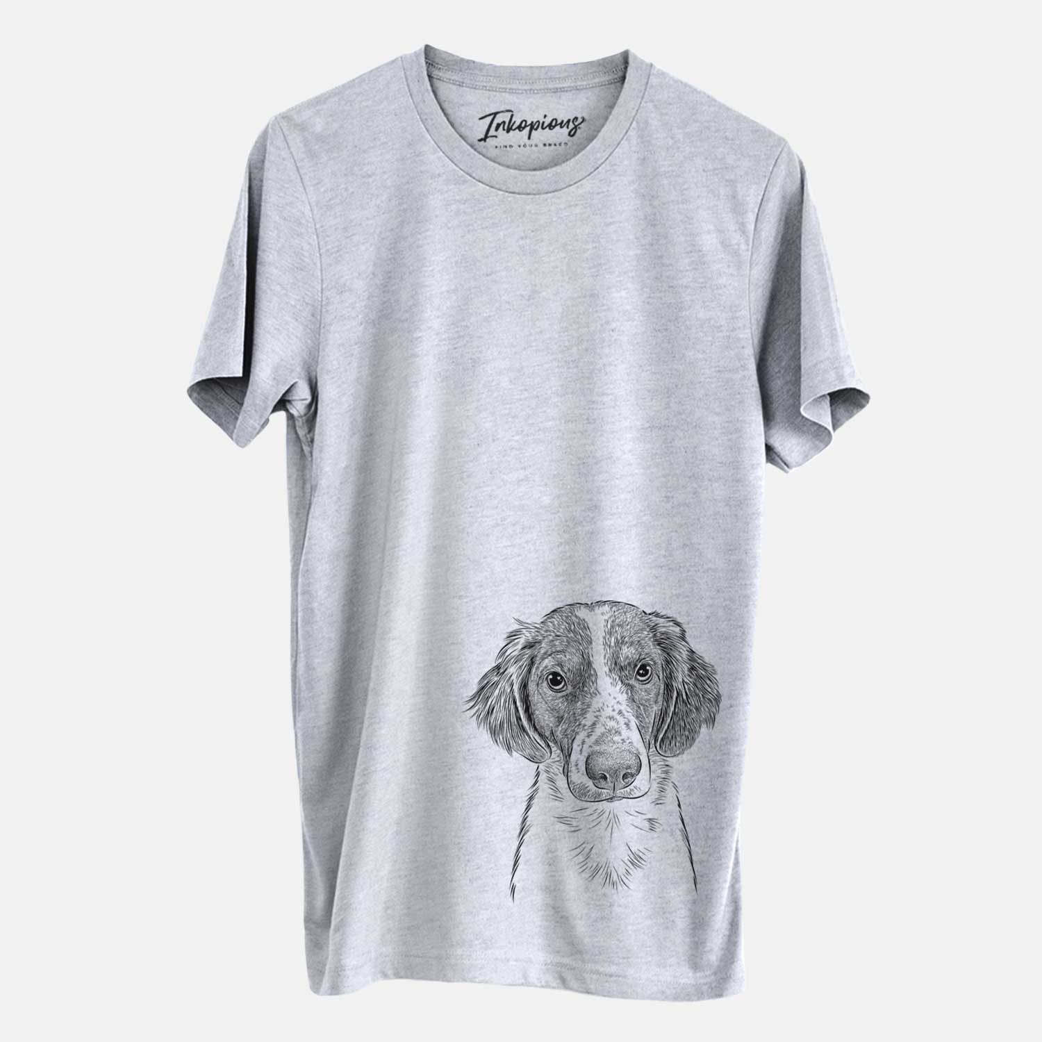 Hand-drawn sketch of Holly the Brittany Spaniel on a Grey Unisex crewneck