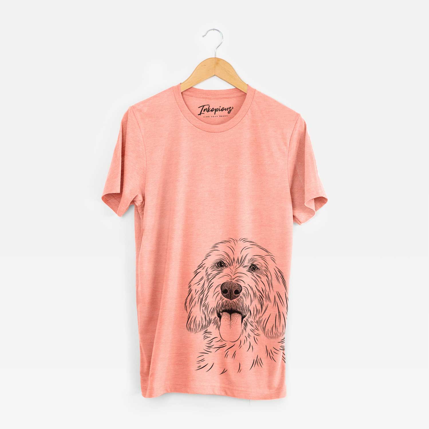 Hand-drawn sketch of Homer the Grand Basset Griffon Vendeen on a Sunset Bella Canvas Unisex Crewneck